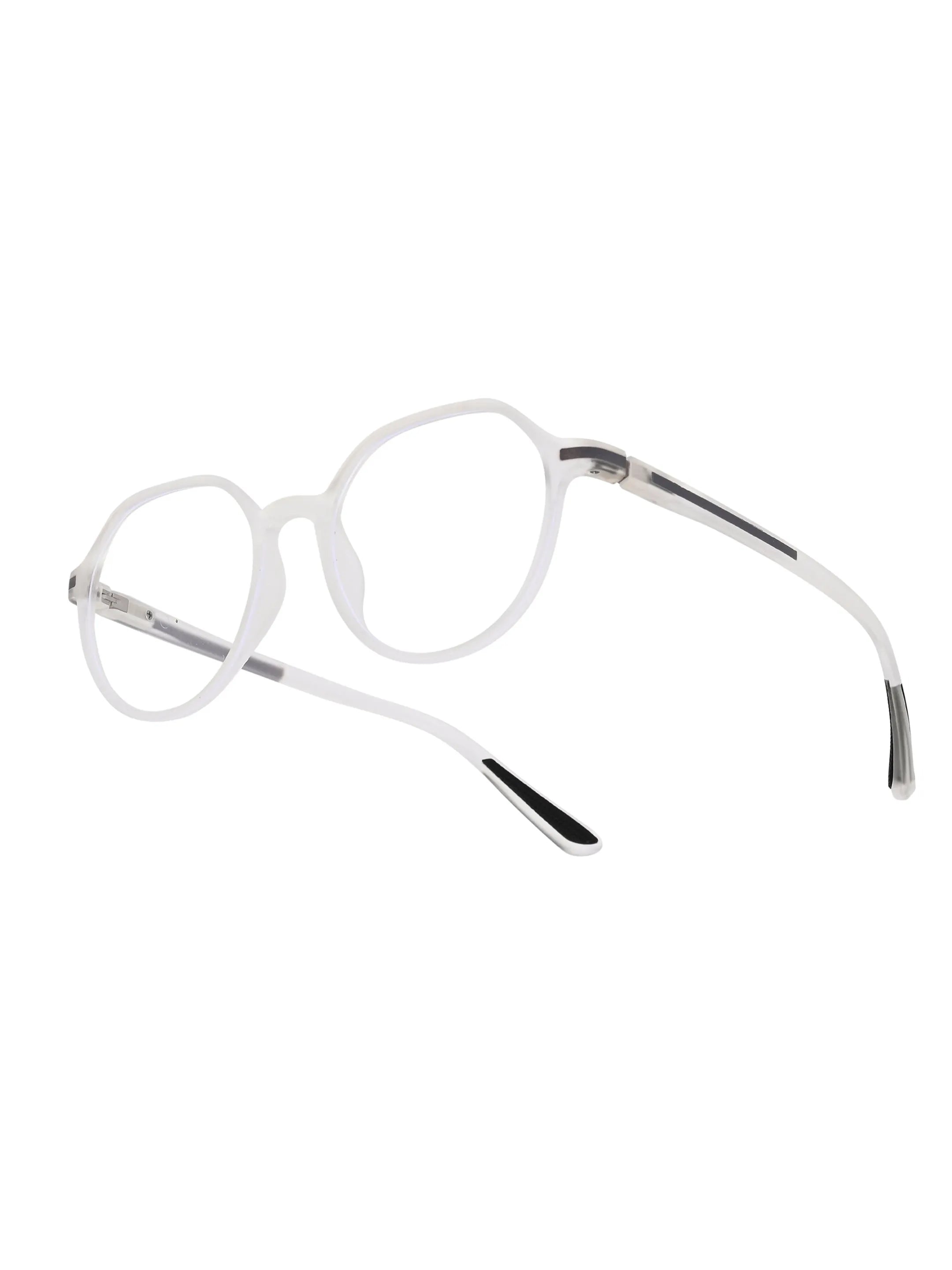 Optibul | Transparent White Medium Full Rim Square Computer Glasses for Men & Women [Blue Block]