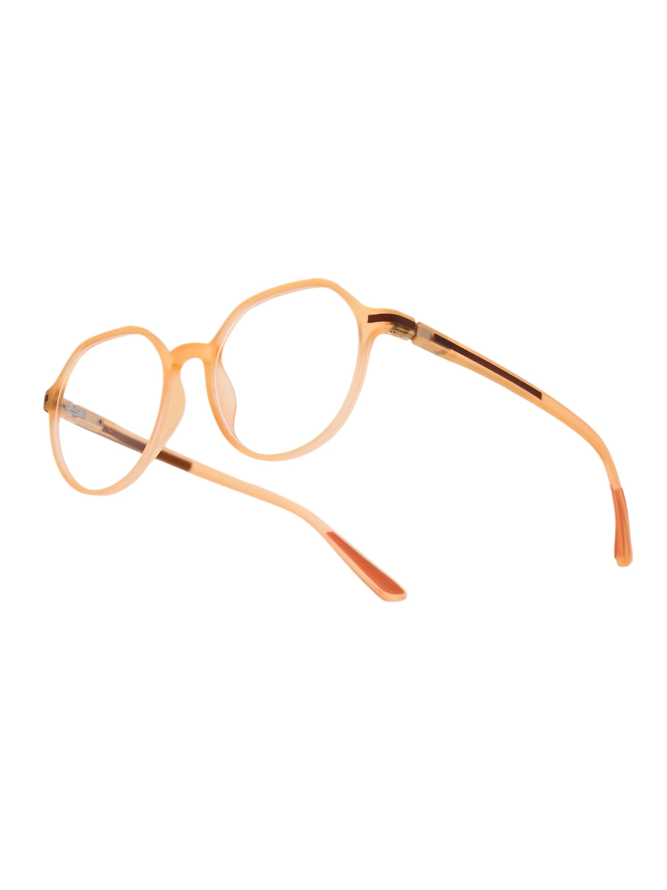 Optibul | Transparent Orange Medium Full Rim Square Computer Glasses for Men & Women [Blue Block]