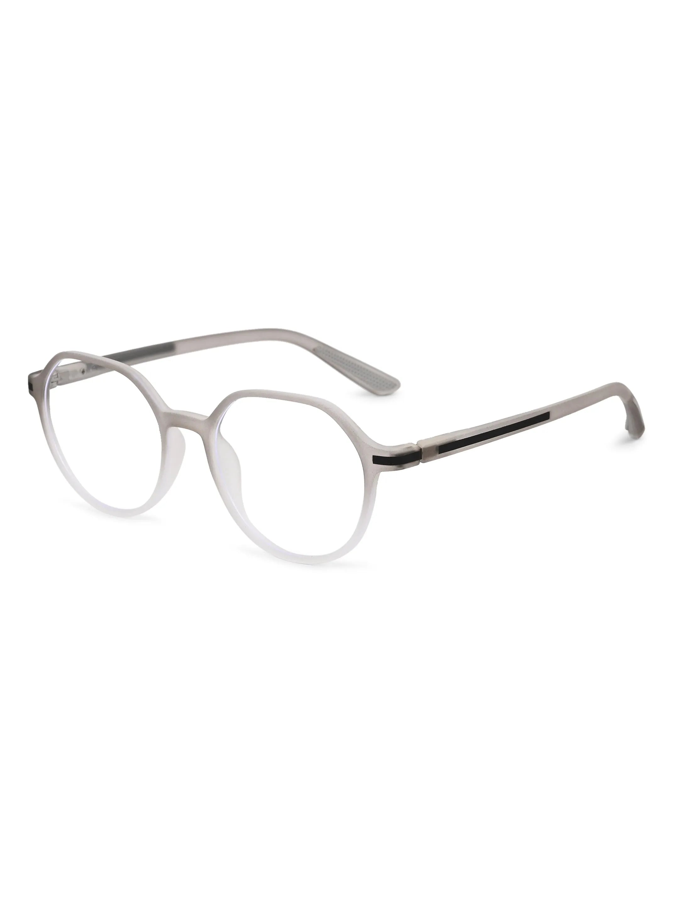 Optibul | Transparent Light Grey & White Medium Full Rim Square Computer Glasses for Men & Women [Blue Block]
