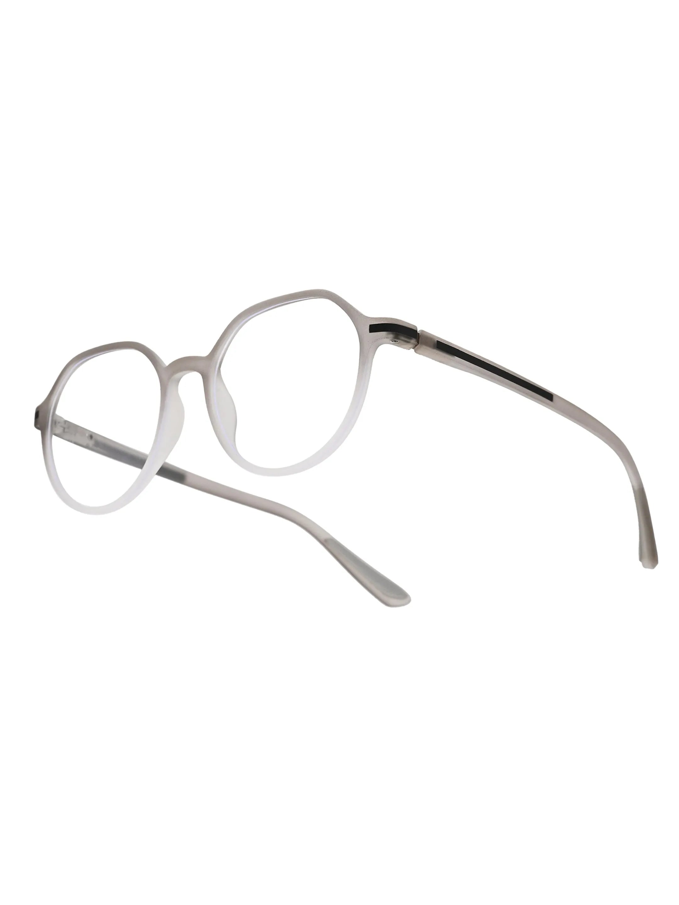 Optibul | Transparent Light Grey & White Medium Full Rim Square Computer Glasses for Men & Women [Blue Block]