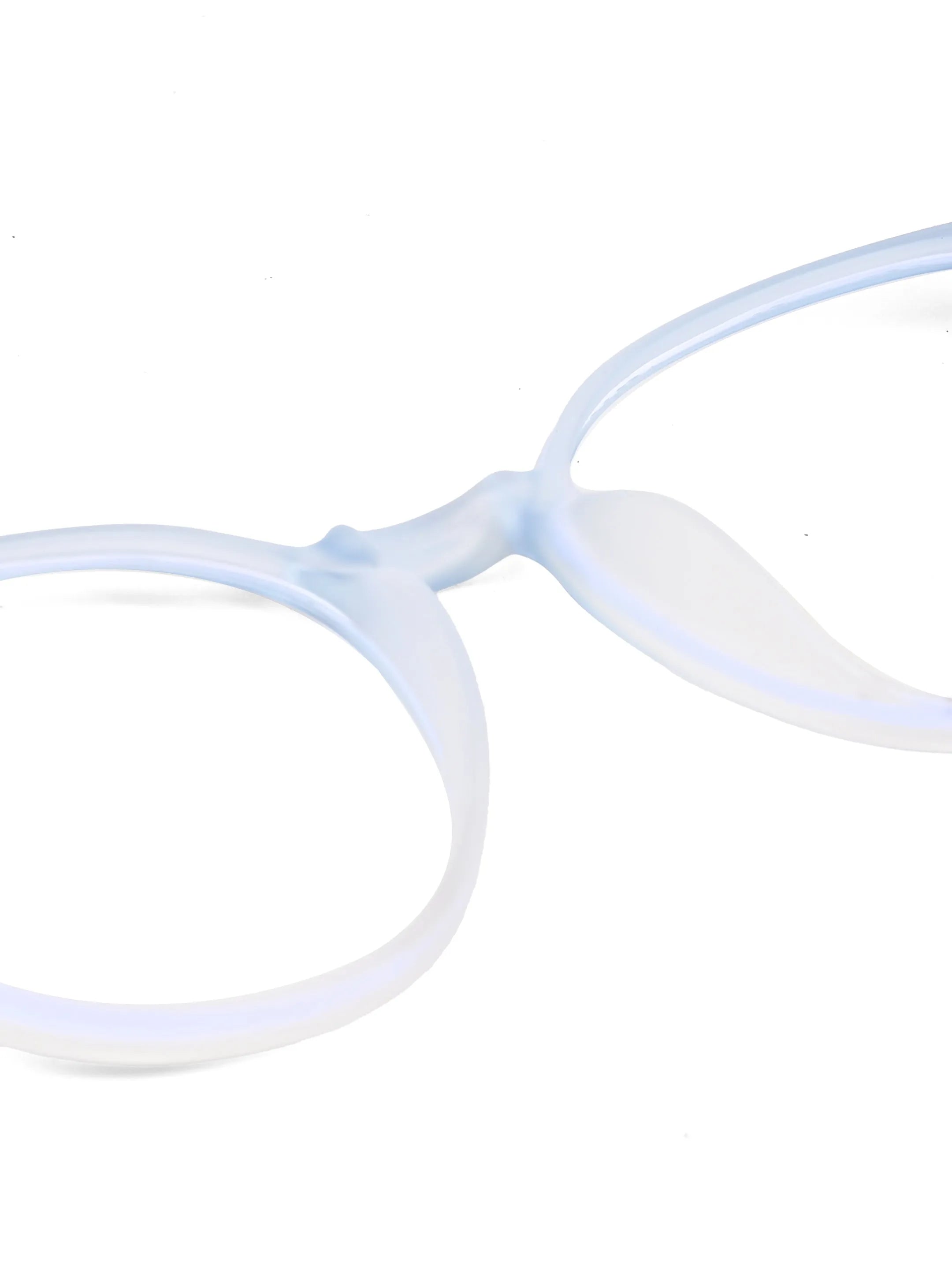 Idefend | Transparent Light Blue & Transparent White Medium Full Rim Round Computer Glasses for Men & Women [Blue Block]