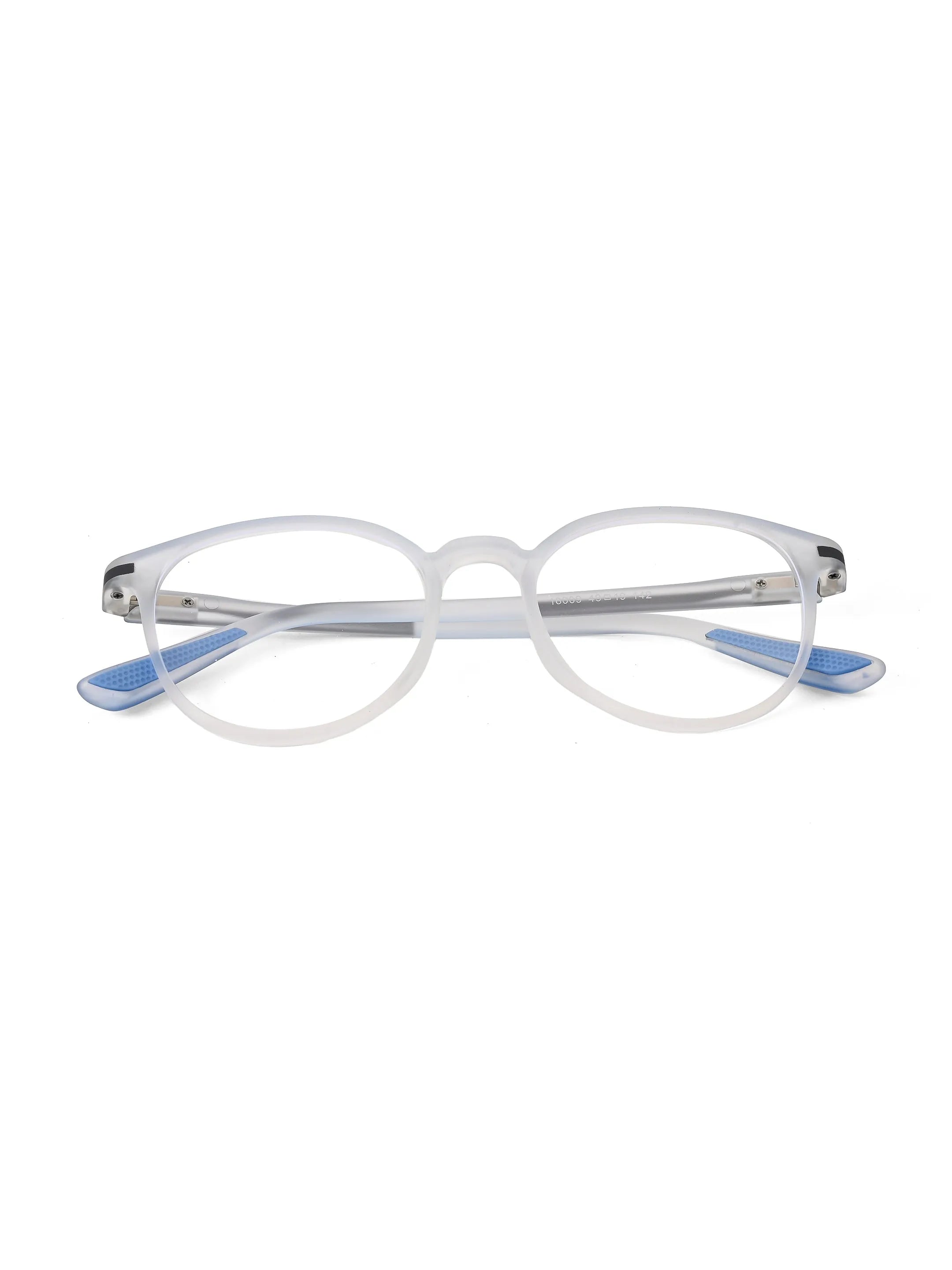 Idefend | Transparent Light Blue & Transparent White Medium Full Rim Round Computer Glasses for Men & Women [Blue Block]