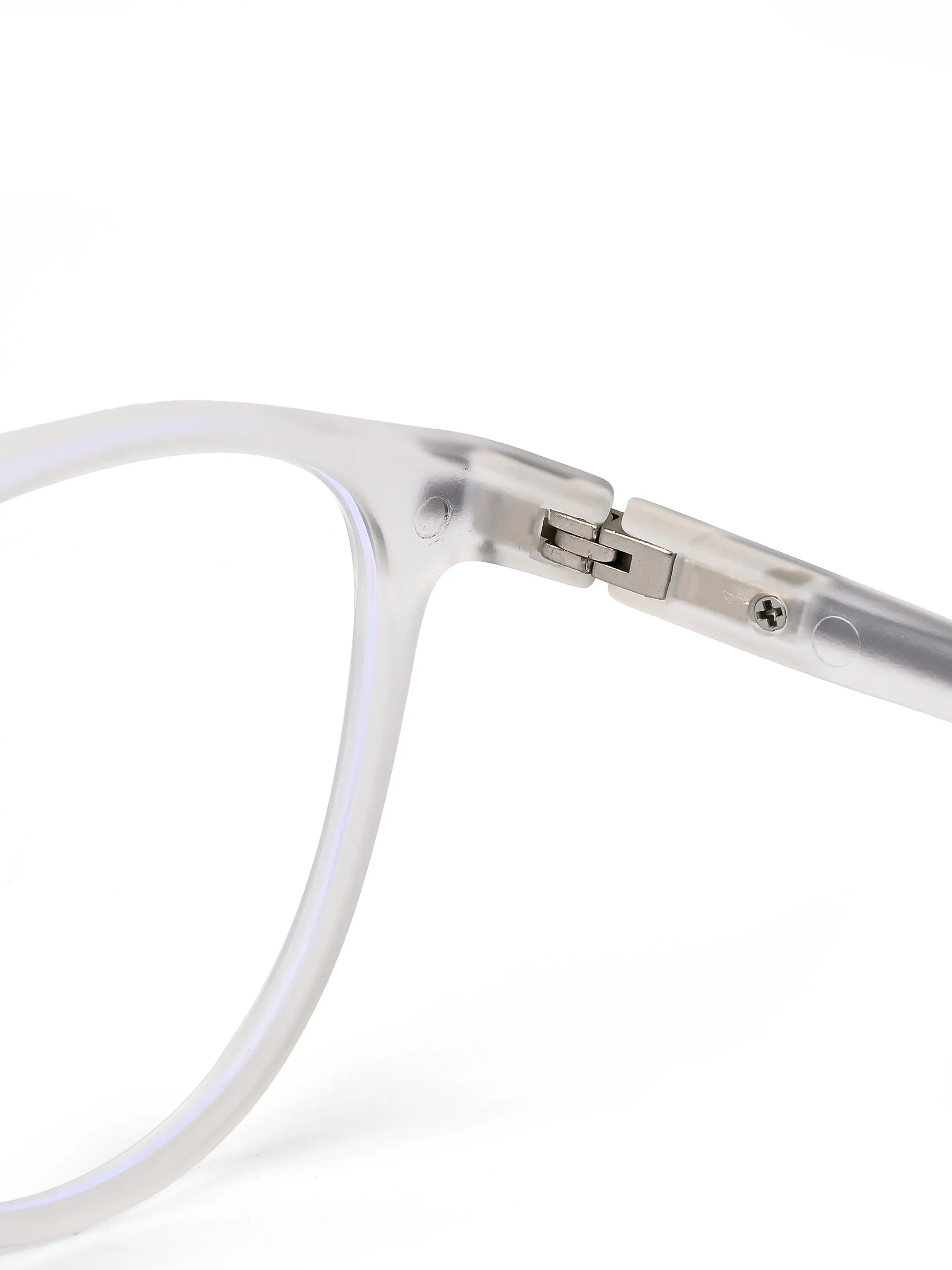 Idefend | Transparent White Medium Full Rim Round Computer Glasses for Men & Women [Blue Block]