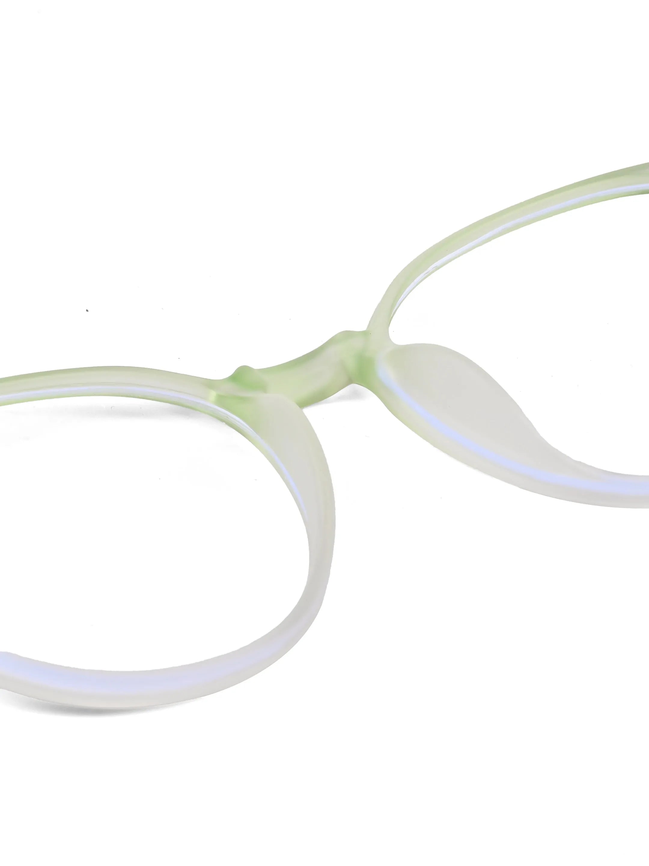 Idefend | Transparent Light Green Medium Full Rim Round Computer Glasses for Men & Women [Blue Block]