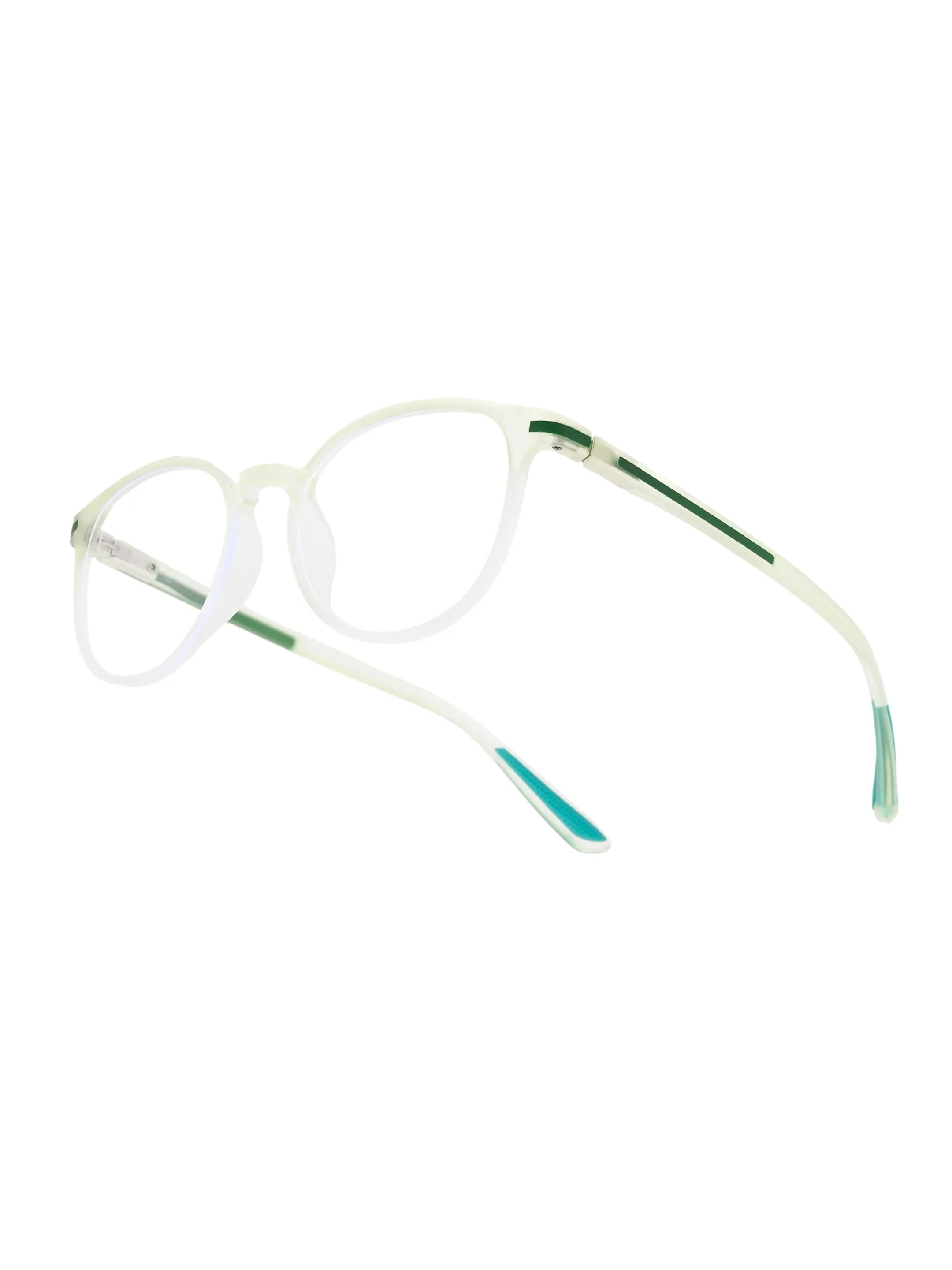 Idefend | Transparent Light Green Medium Full Rim Round Computer Glasses for Men & Women [Blue Block]