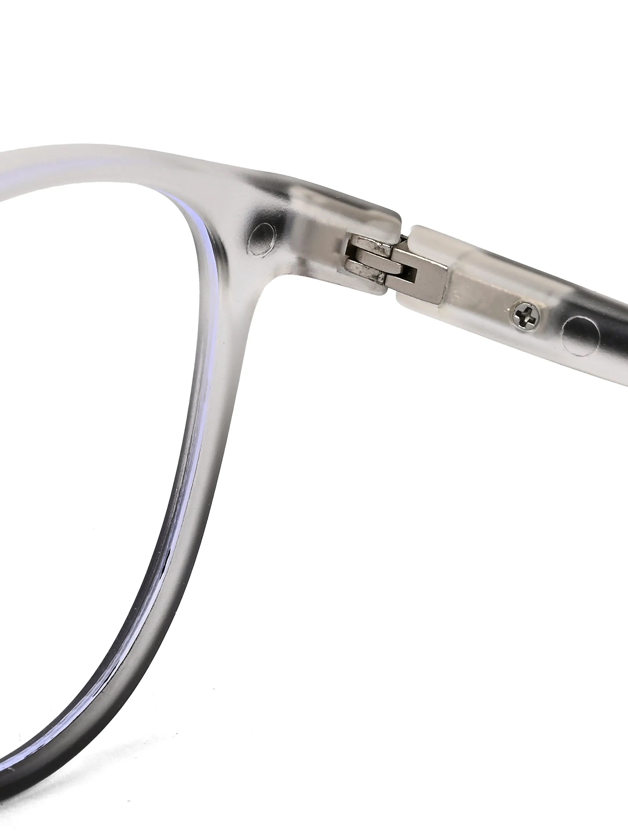 Idefend | Transparent White & Black Medium Full Rim Round Computer Glasses for Men & Women [Blue Block]