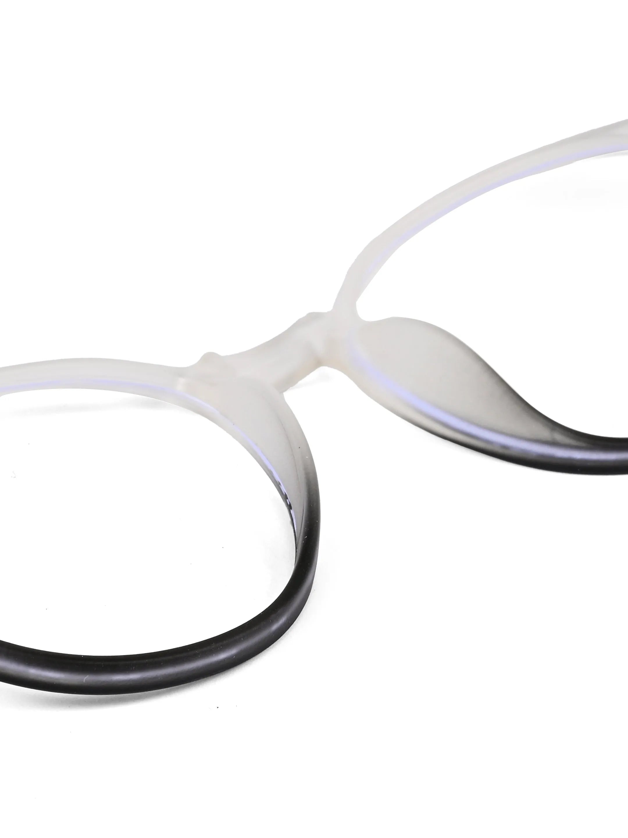 Idefend | Transparent White & Black Medium Full Rim Round Computer Glasses for Men & Women [Blue Block]