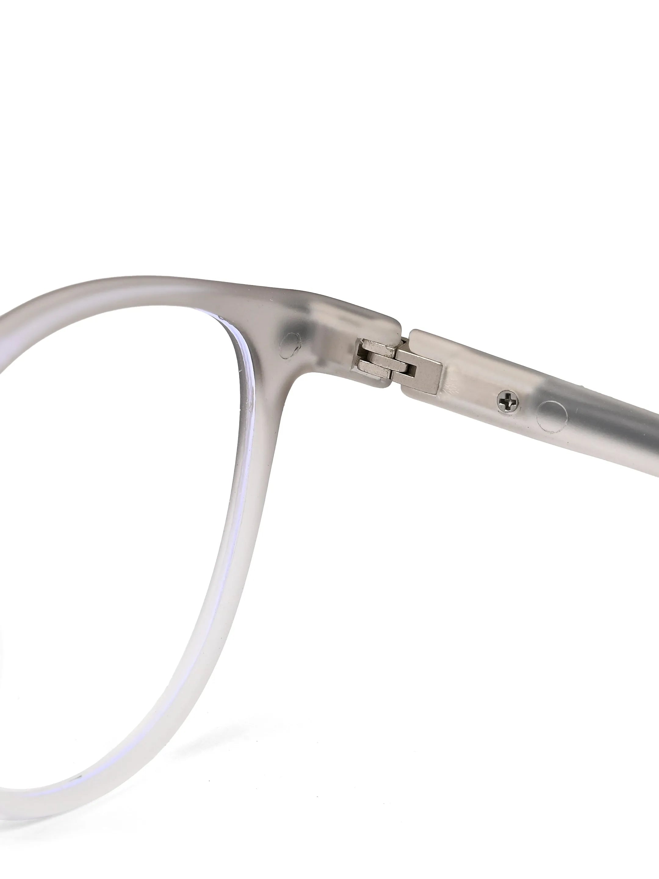 Idefend | Transparent Light Grey & White Medium Full Rim Round Computer Glasses for Men & Women [Blue Block]