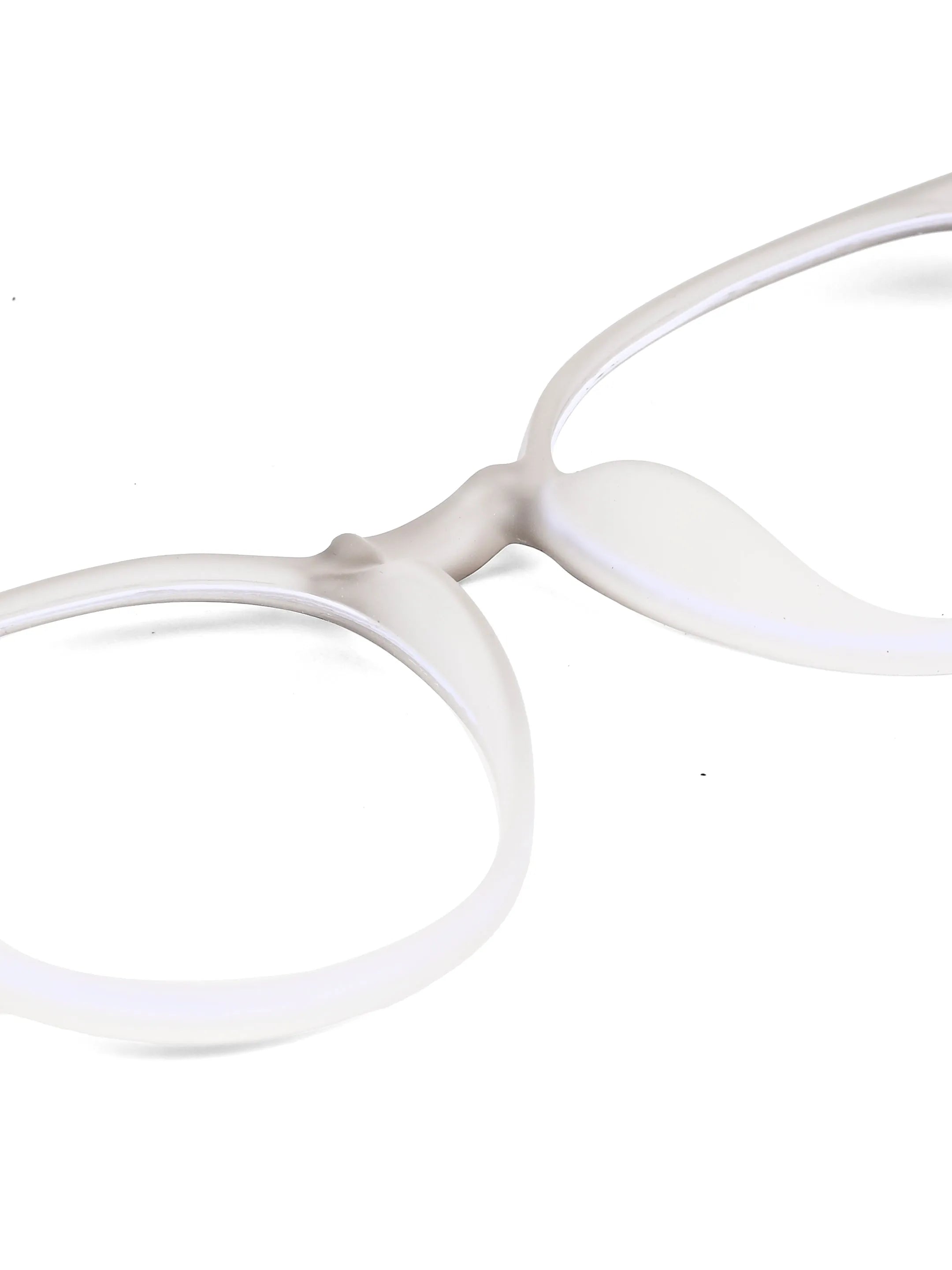 Idefend | Transparent Light Grey & White Medium Full Rim Round Computer Glasses for Men & Women [Blue Block]