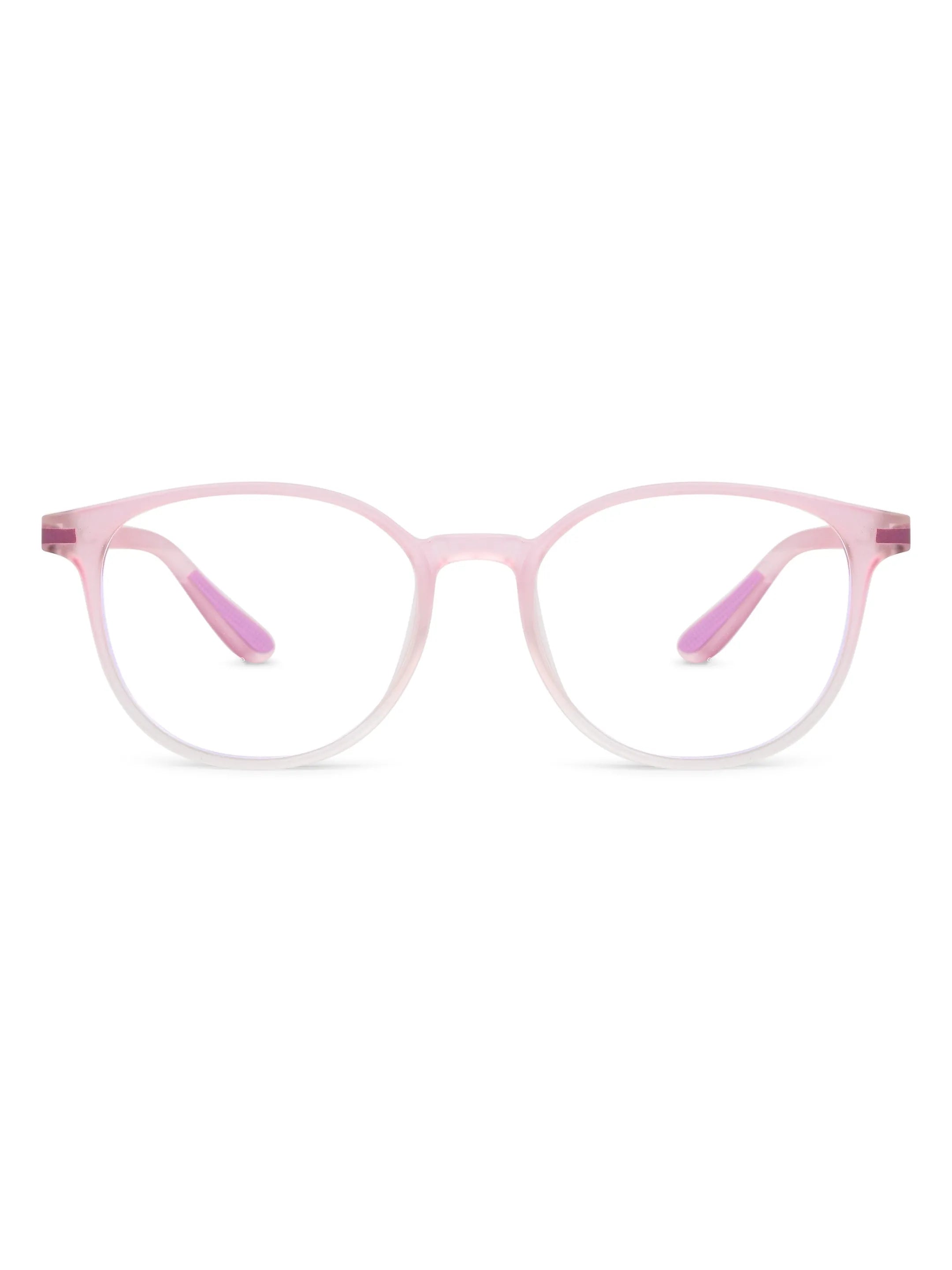 Idefend | Transparent Pink & Transparent White Medium Full Rim Round Computer Glasses for Men & Women [Blue Block]
