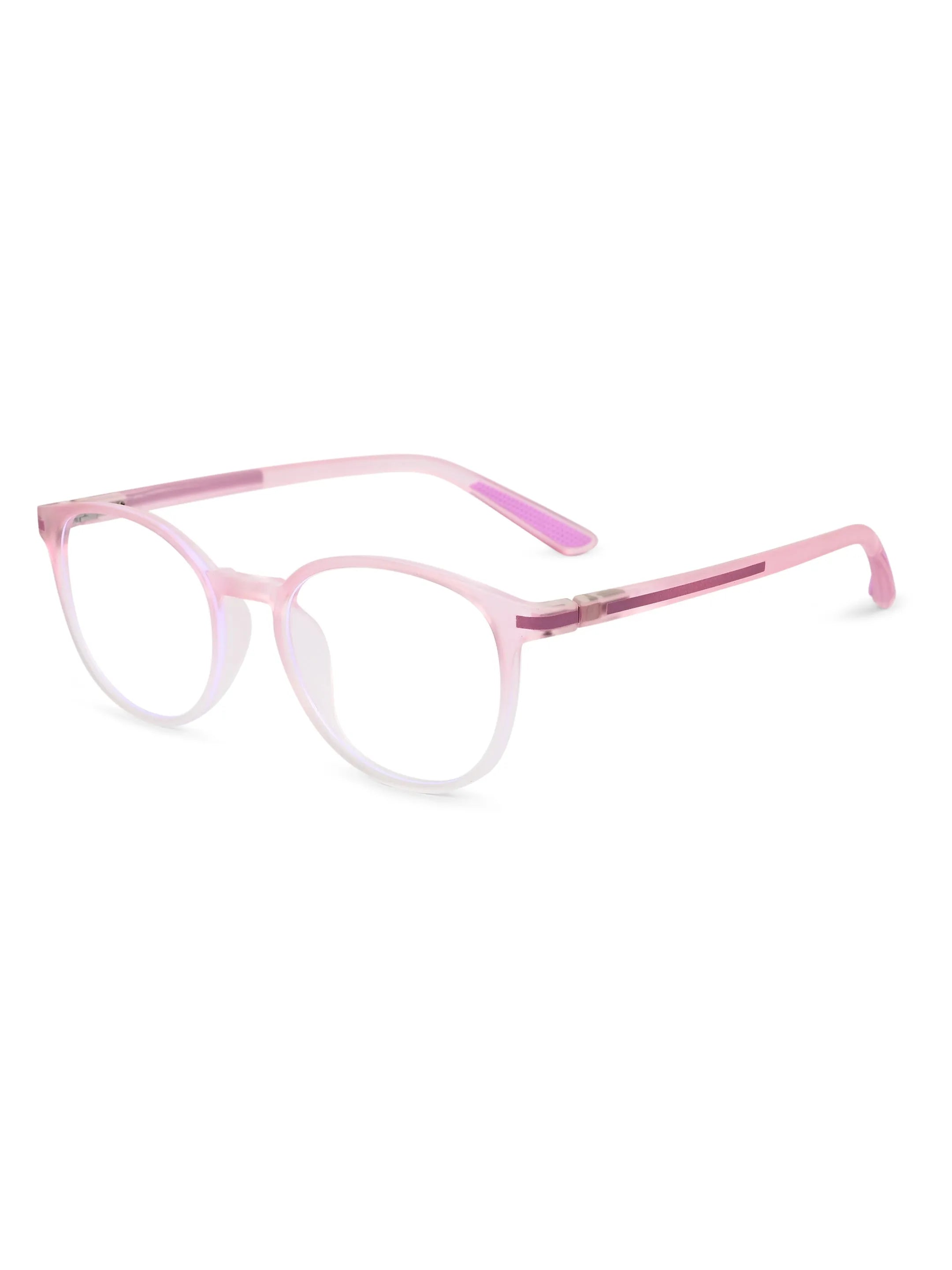 Idefend | Transparent Pink & Transparent White Medium Full Rim Round Computer Glasses for Men & Women [Blue Block]