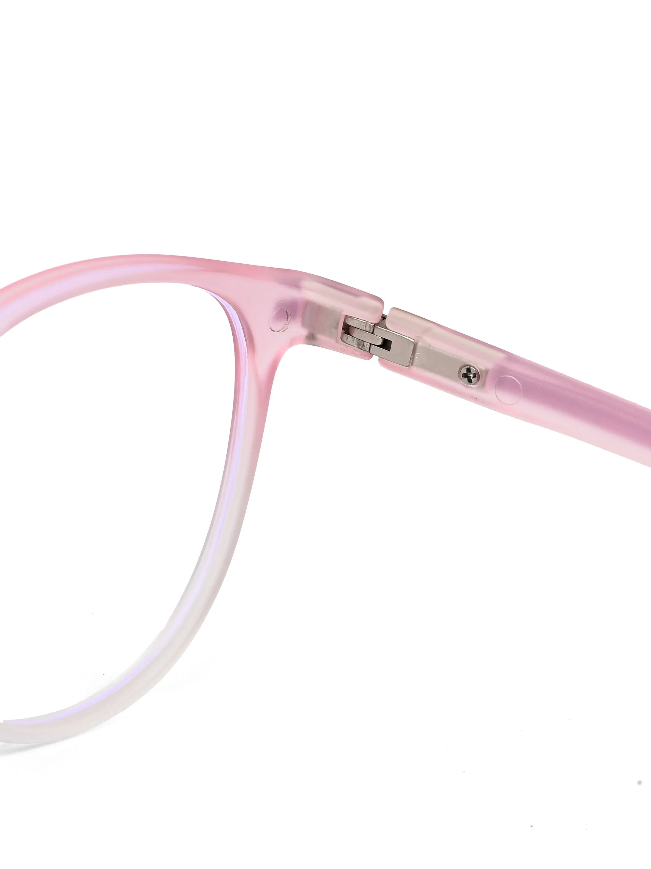 Idefend | Transparent Pink & Transparent White Medium Full Rim Round Computer Glasses for Men & Women [Blue Block]