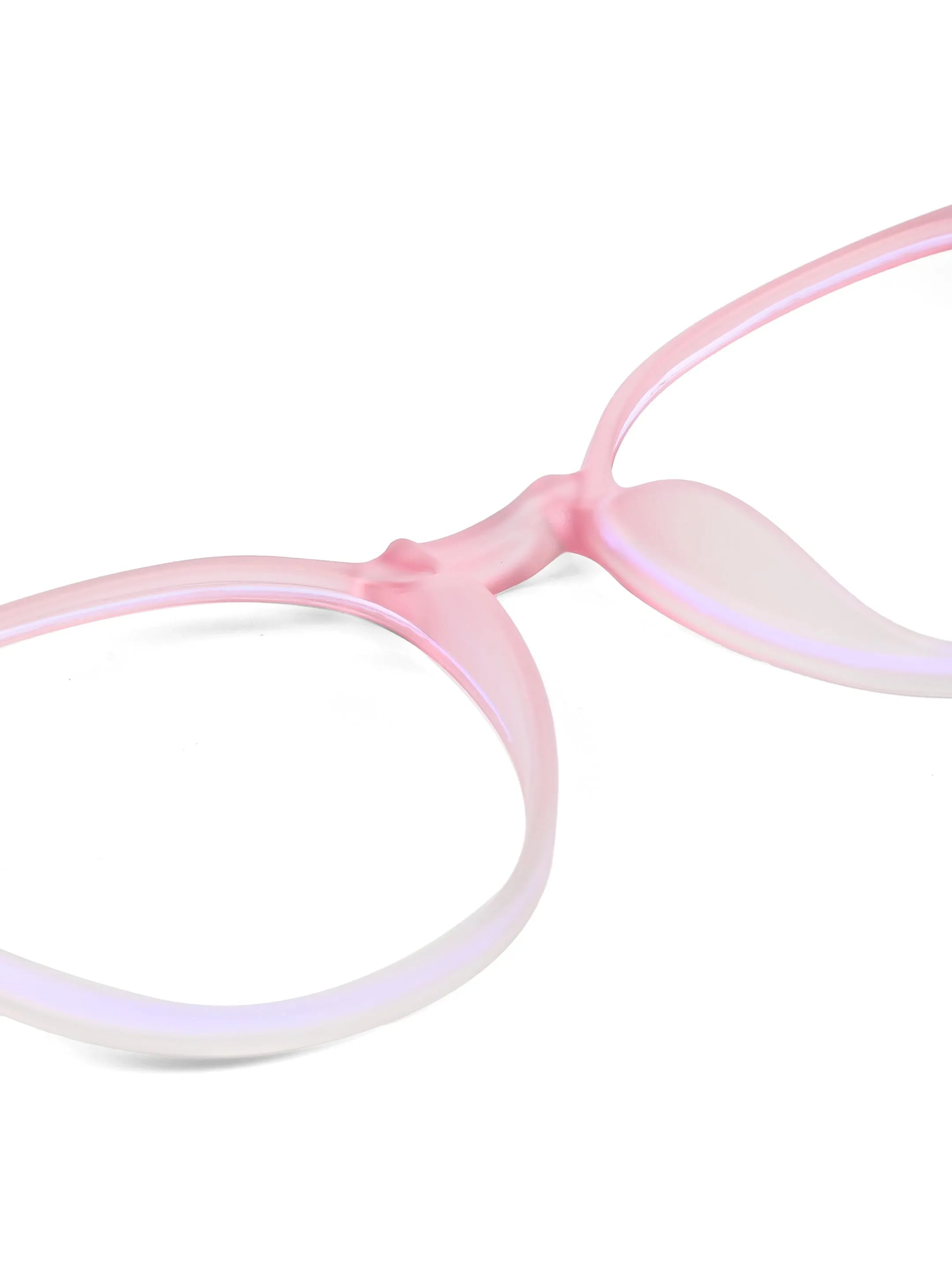 Idefend | Transparent Pink & Transparent White Medium Full Rim Round Computer Glasses for Men & Women [Blue Block]
