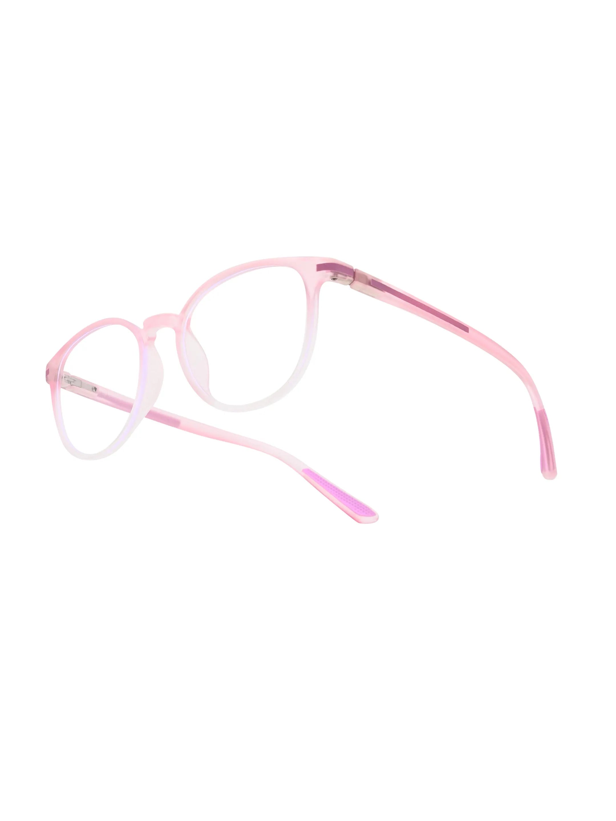 Idefend | Transparent Pink & Transparent White Medium Full Rim Round Computer Glasses for Men & Women [Blue Block]