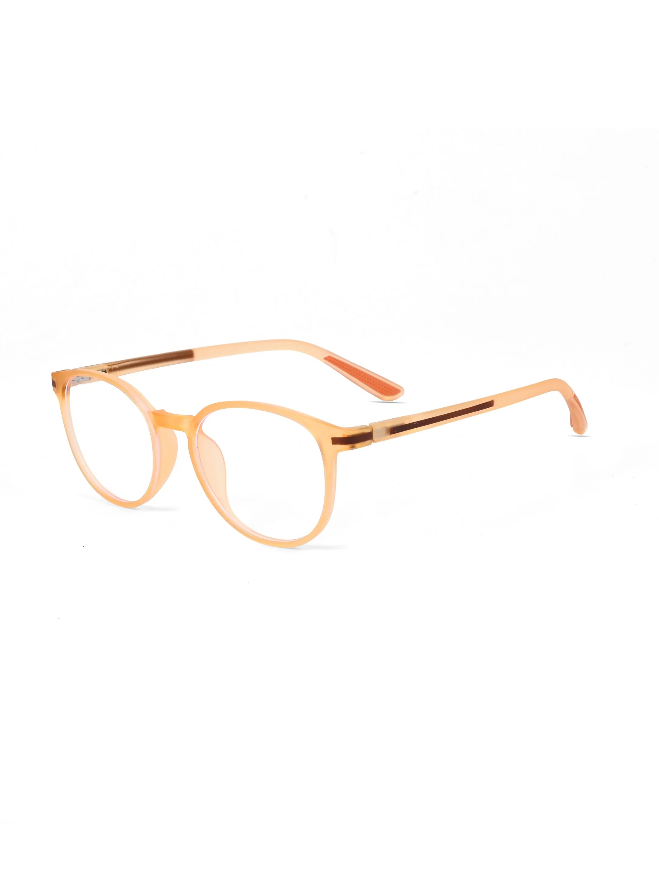 Idefend | Transparent Orange Medium Full Rim Round Computer Glasses for Men & Women [Blue Block]