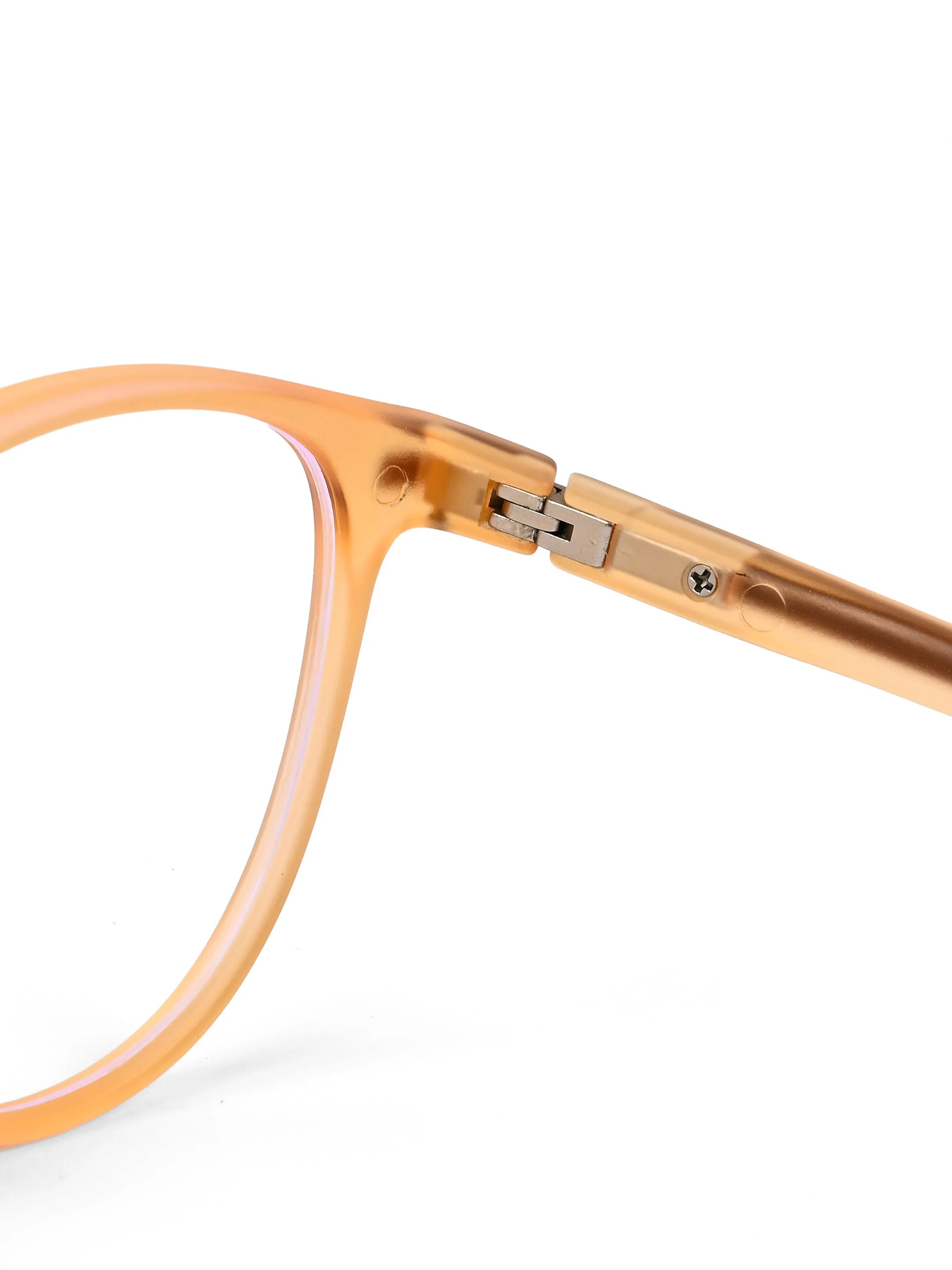 Idefend | Transparent Orange Medium Full Rim Round Computer Glasses for Men & Women [Blue Block]