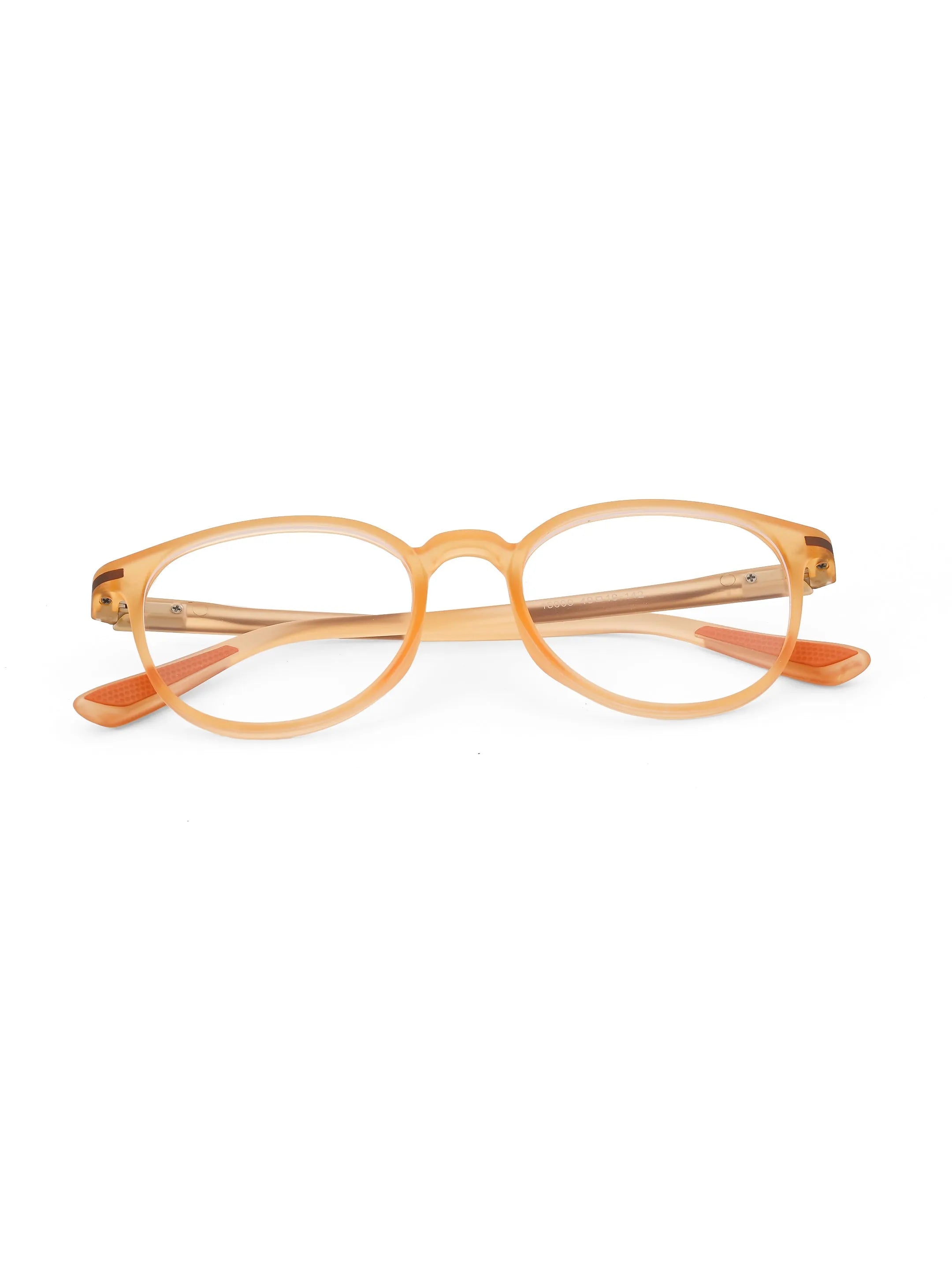 Idefend | Transparent Orange Medium Full Rim Round Computer Glasses for Men & Women [Blue Block]