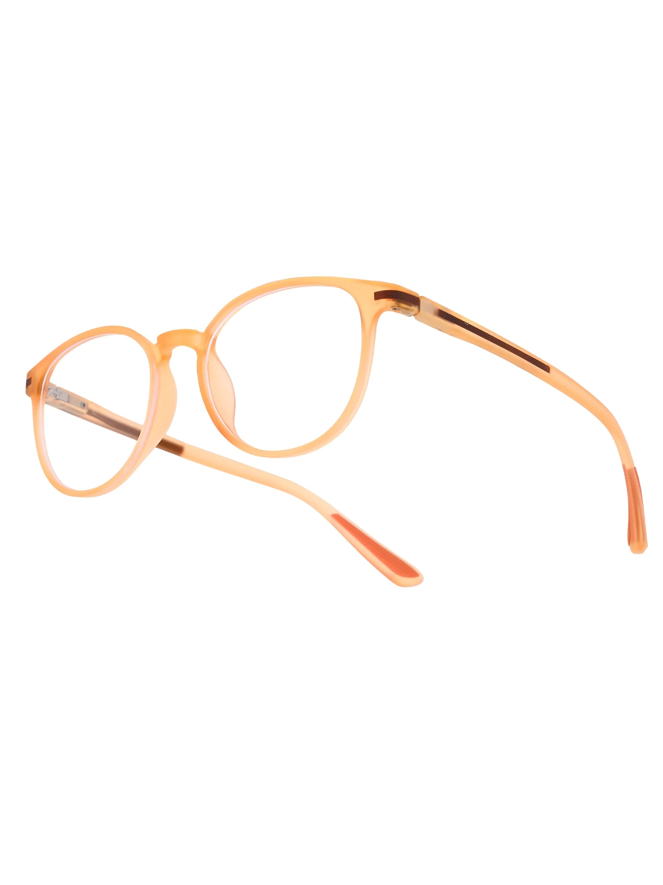 Idefend | Transparent Orange Medium Full Rim Round Computer Glasses for Men & Women [Blue Block]