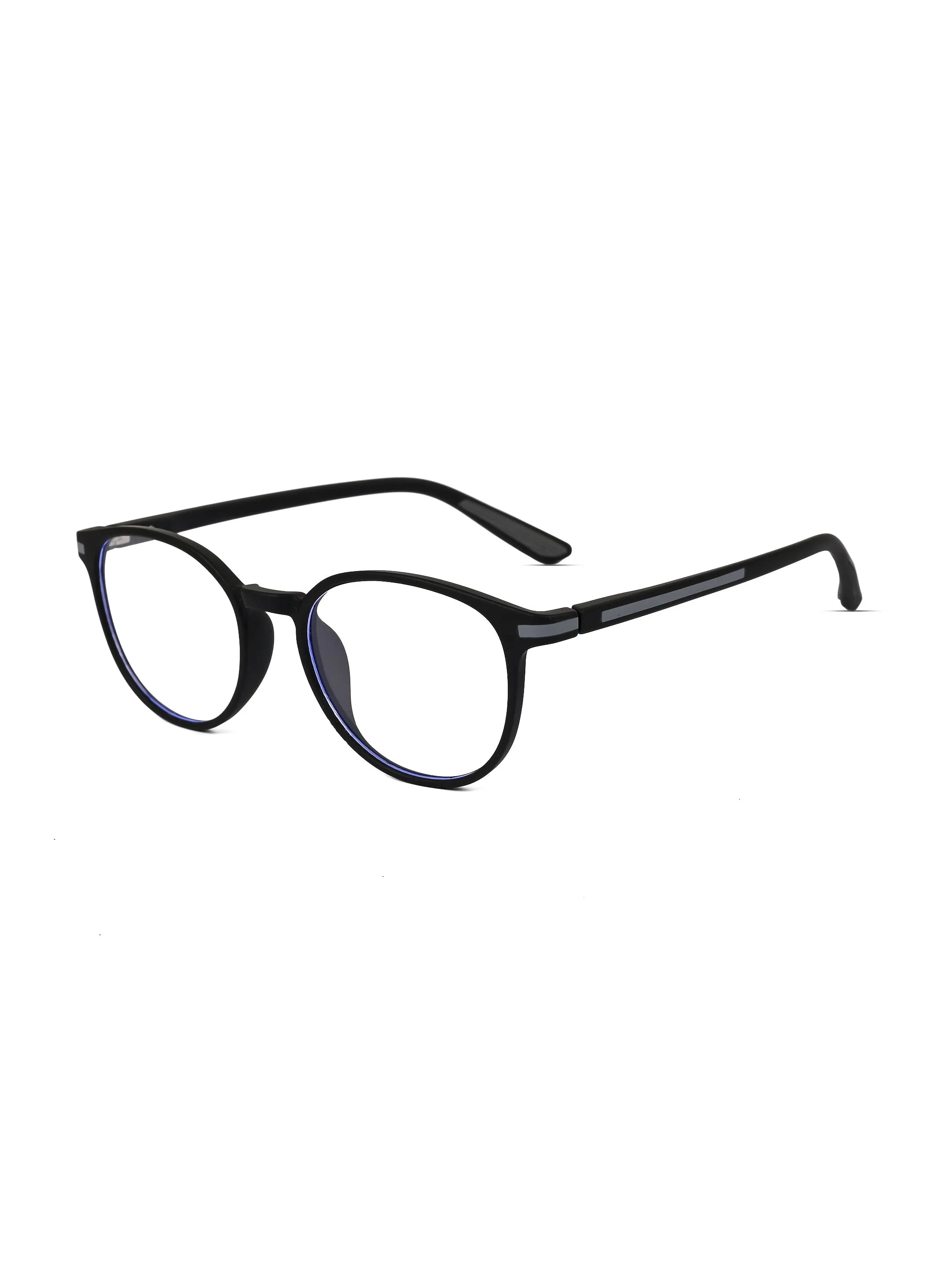 Idefend | Black Medium Full Rim Round Computer Glasses for Men & Women [Blue Block]
