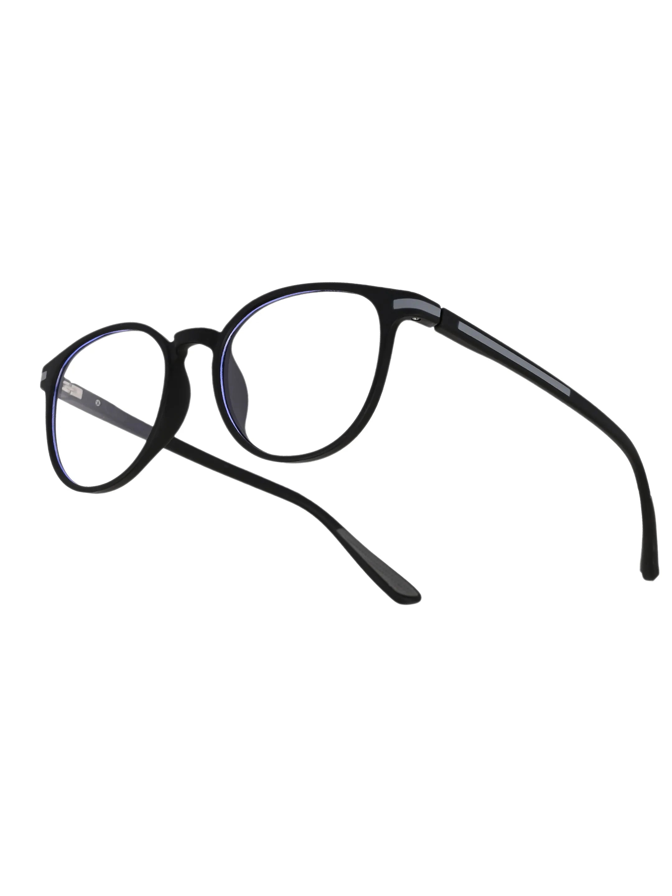 Idefend | Black Medium Full Rim Round Computer Glasses for Men & Women [Blue Block]