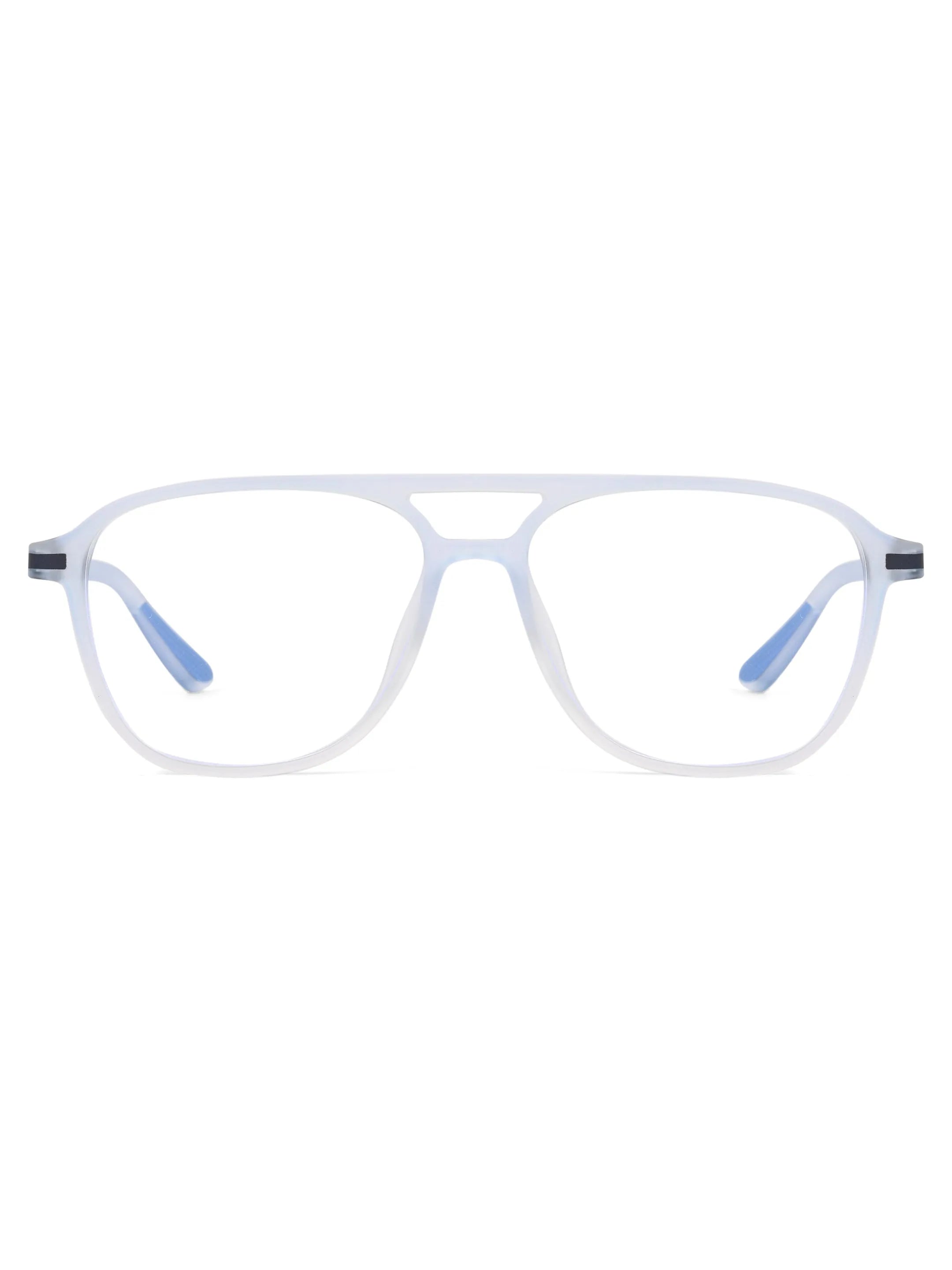 BluLite | Transparent Light Blue & Transparent White Medium Full Rim Square Computer Glasses for Men & Women [Blue Block]