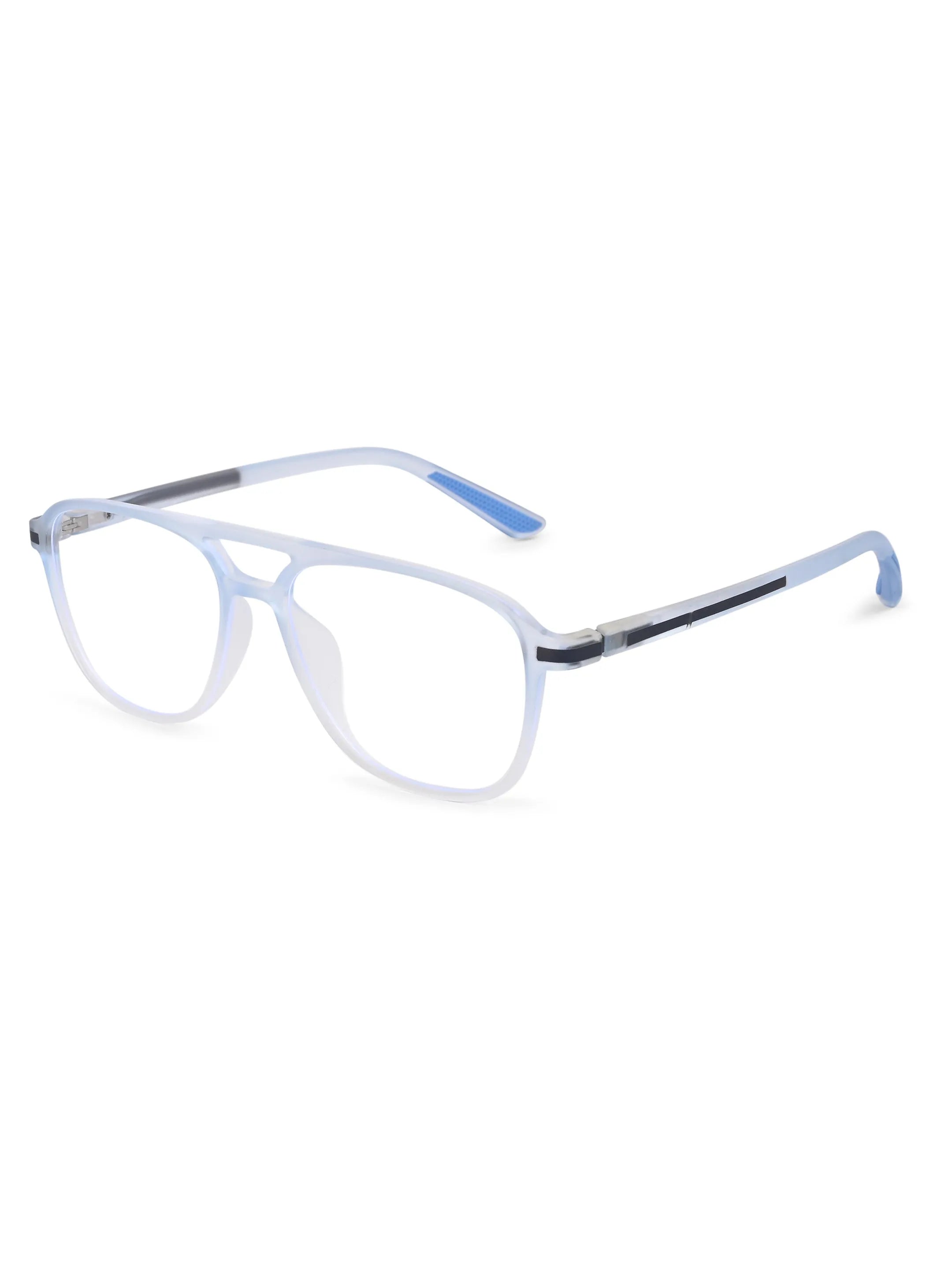 BluLite | Transparent Light Blue & Transparent White Medium Full Rim Square Computer Glasses for Men & Women [Blue Block]