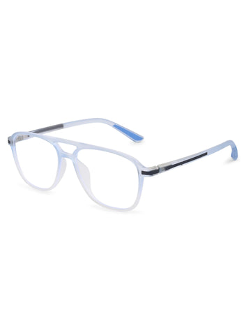 BluLite | Transparent Light Blue & Transparent White Medium Full Rim Square Computer Glasses for Men & Women [Blue Block]