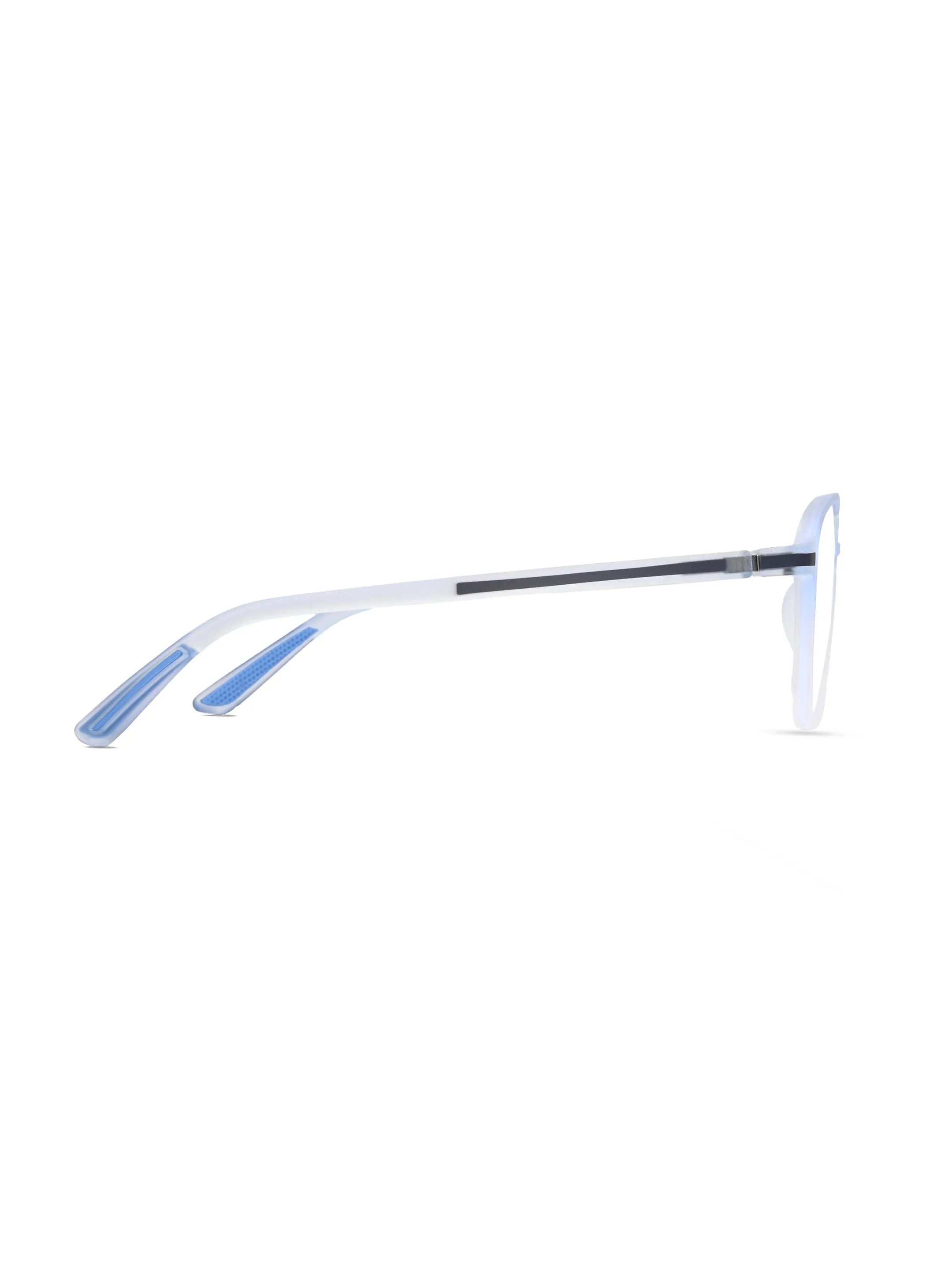 BluLite | Transparent Light Blue & Transparent White Medium Full Rim Square Computer Glasses for Men & Women [Blue Block]