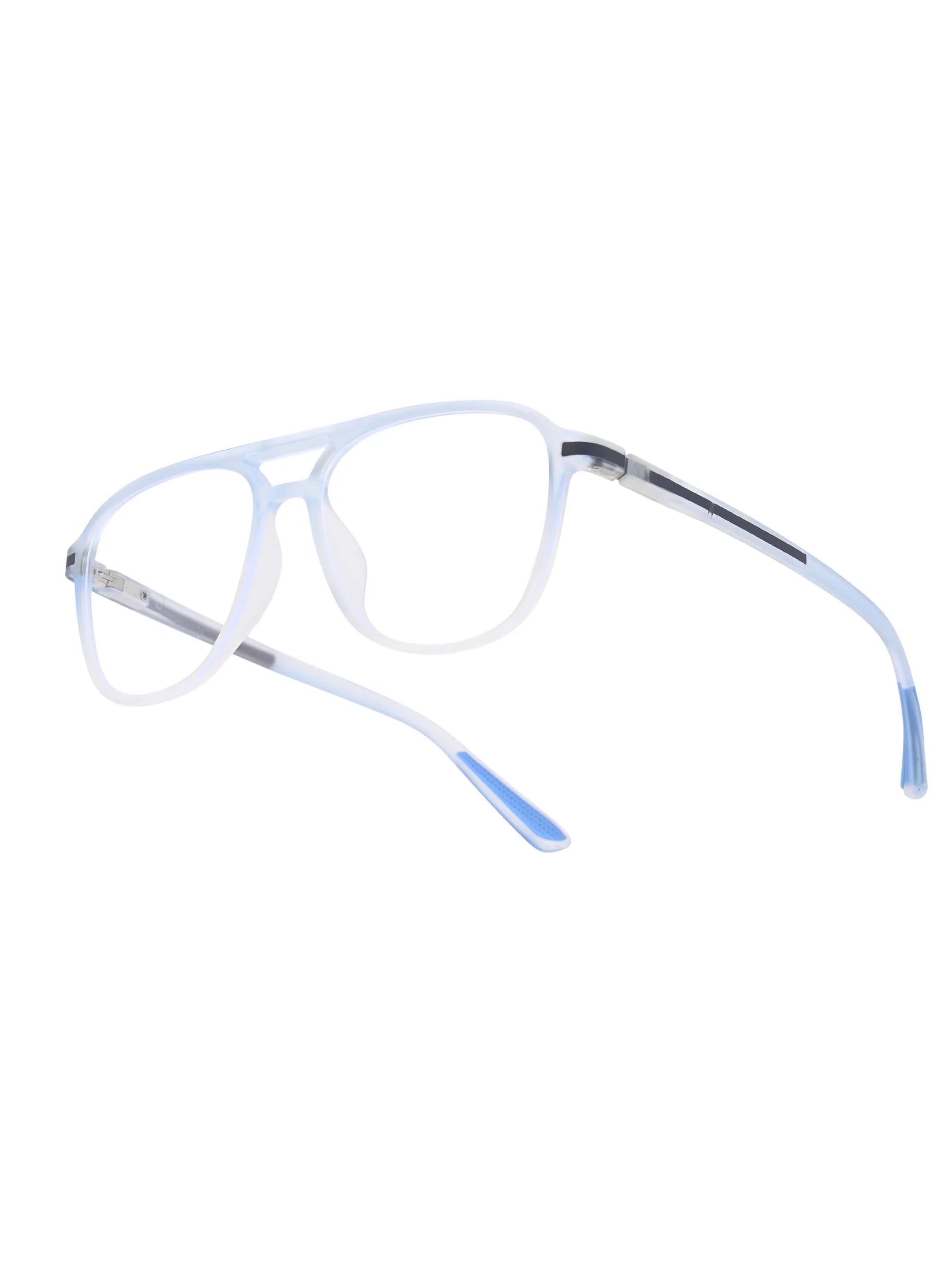BluLite | Transparent Light Blue & Transparent White Medium Full Rim Square Computer Glasses for Men & Women [Blue Block]