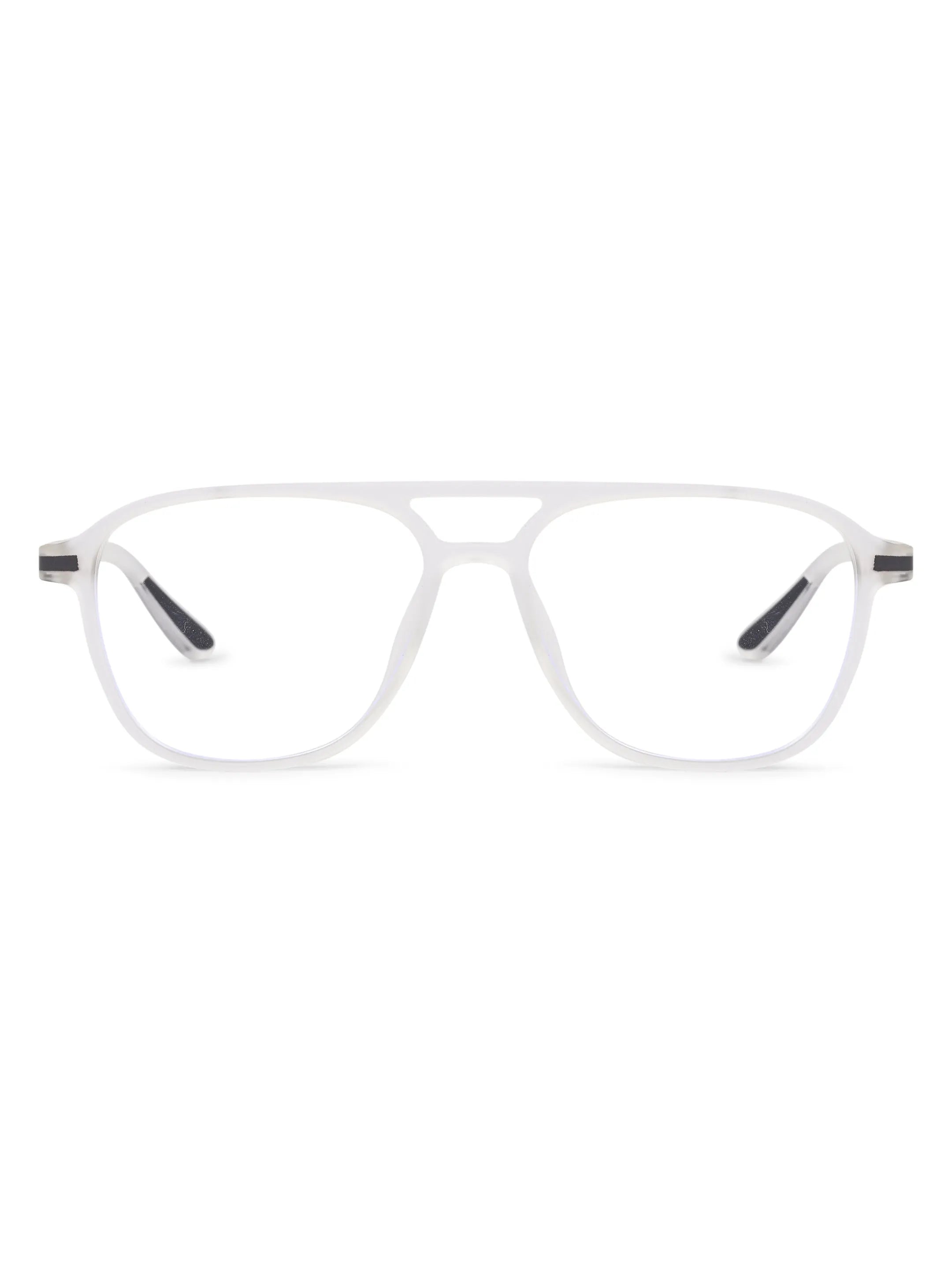 BluLite | Transparent White Medium Full Rim Square Computer Glasses for Men & Women [Blue Block]