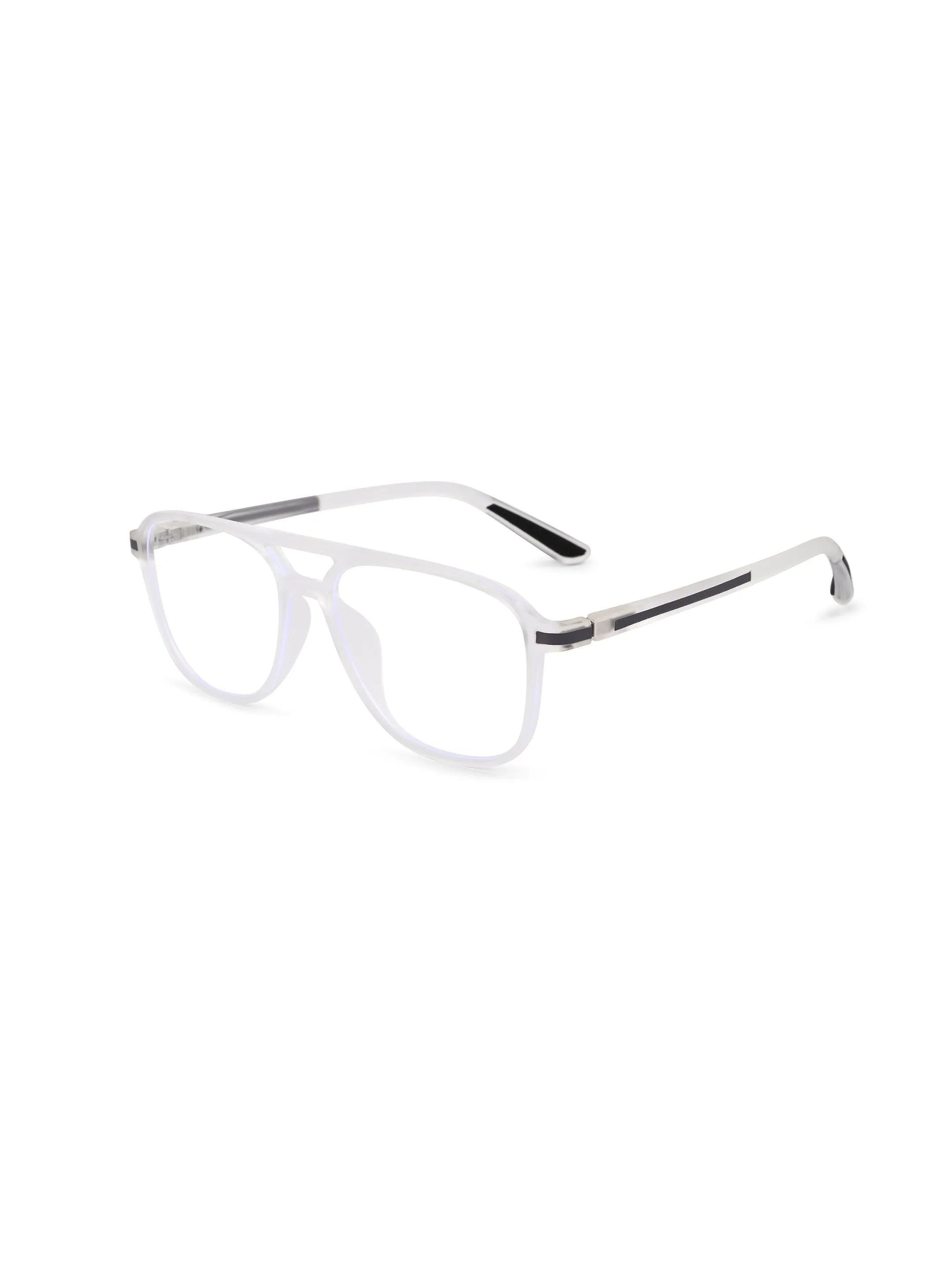BluLite | Transparent White Medium Full Rim Square Computer Glasses for Men & Women [Blue Block]