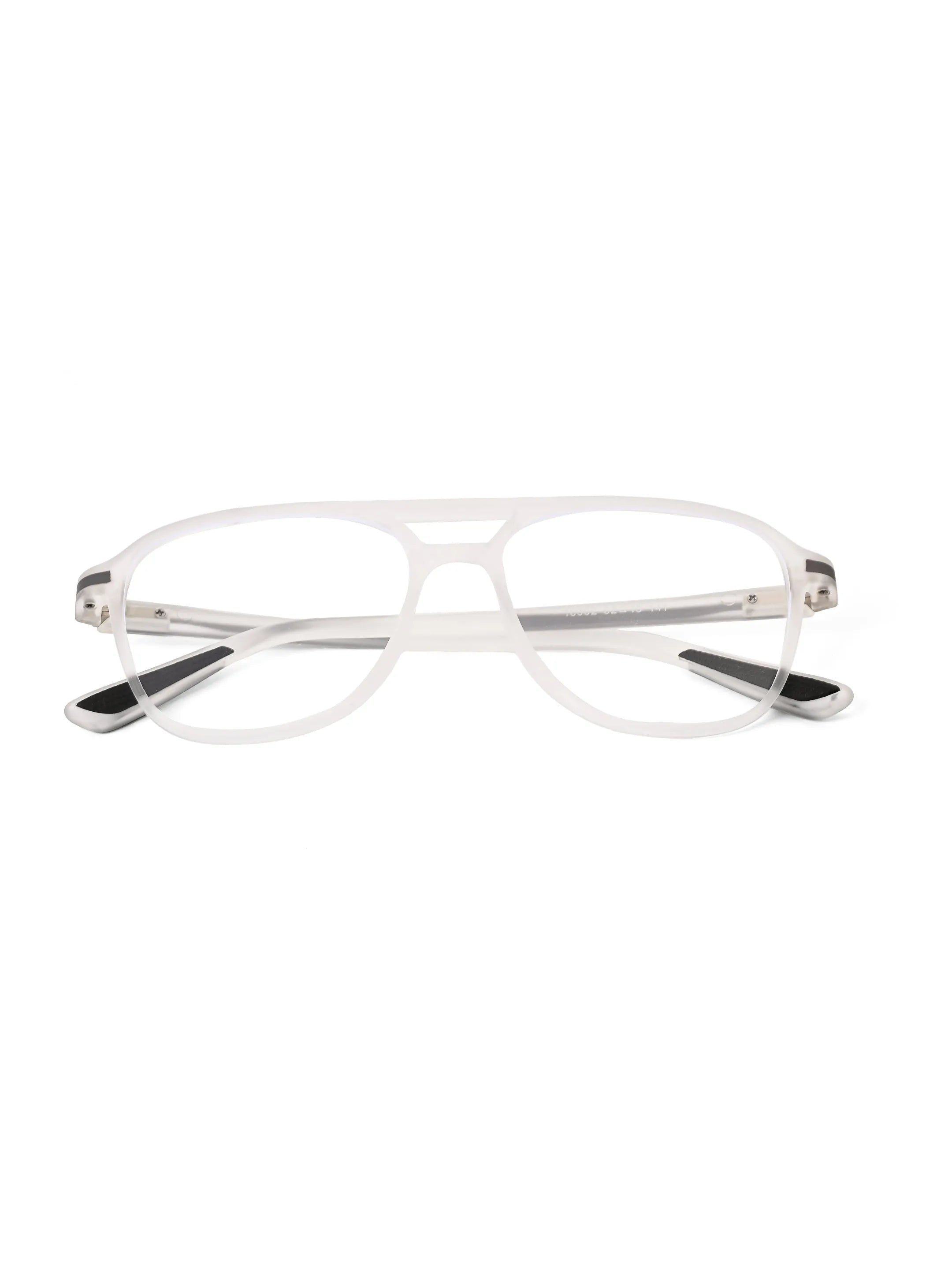 BluLite | Transparent White Medium Full Rim Square Computer Glasses for Men & Women [Blue Block]