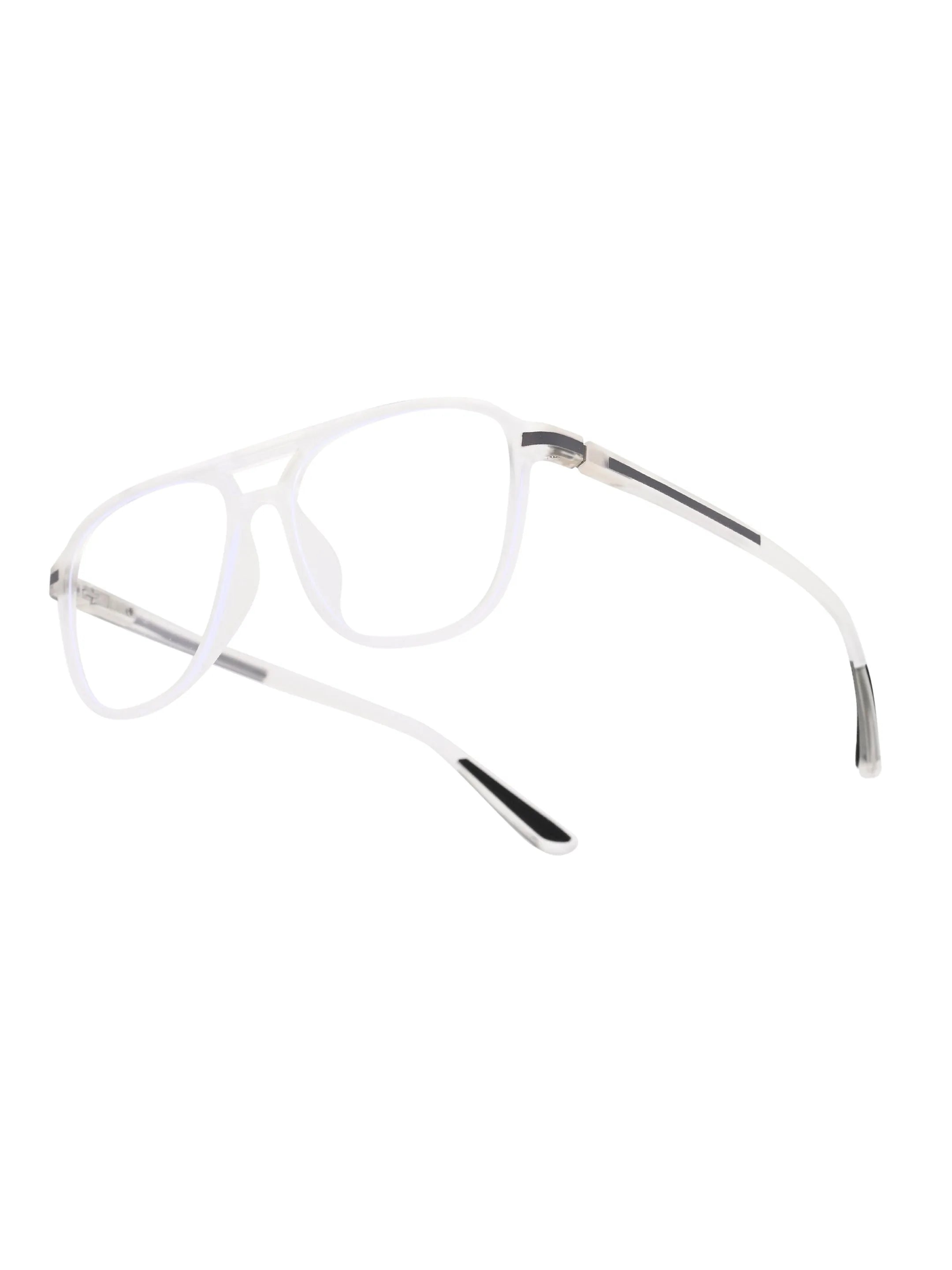 BluLite | Transparent White Medium Full Rim Square Computer Glasses for Men & Women [Blue Block]