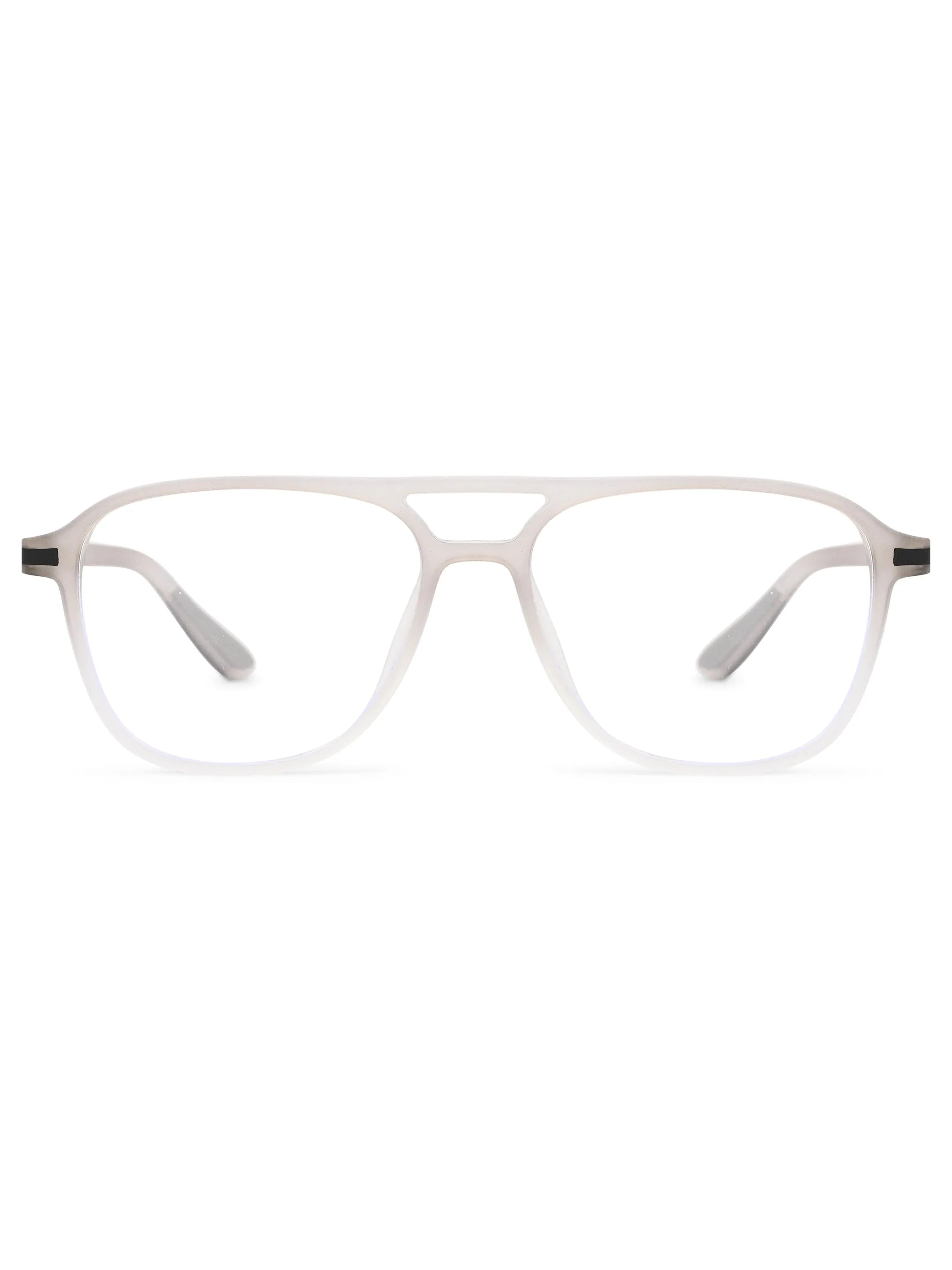 BluLite | Transparent Light Grey & White Medium Full Rim Square Computer Glasses for Men & Women [Blue Block]