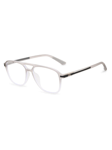 BluLite | Transparent Light Grey & White Medium Full Rim Square Computer Glasses for Men & Women [Blue Block]
