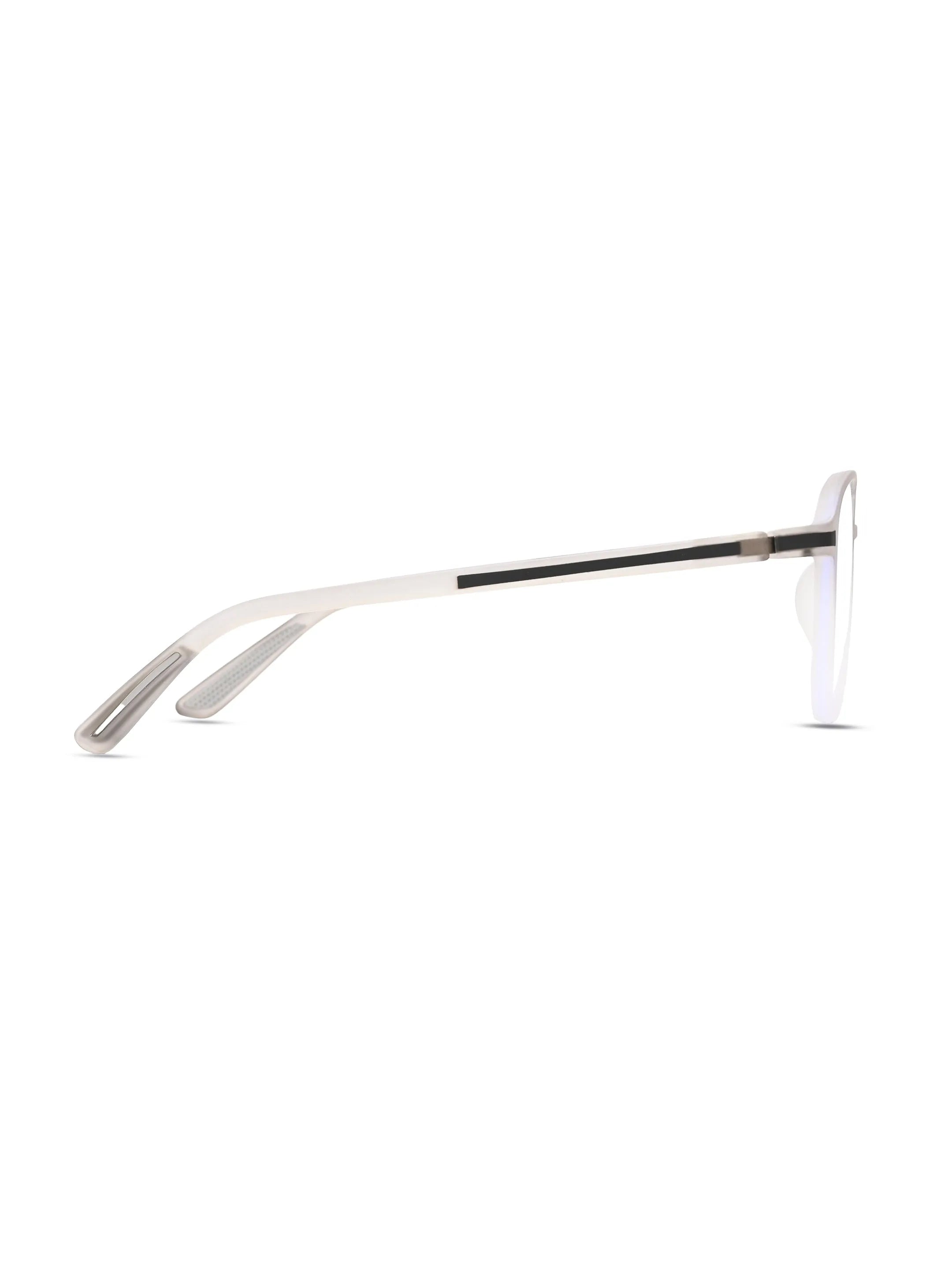 BluLite | Transparent Light Grey & White Medium Full Rim Square Computer Glasses for Men & Women [Blue Block]