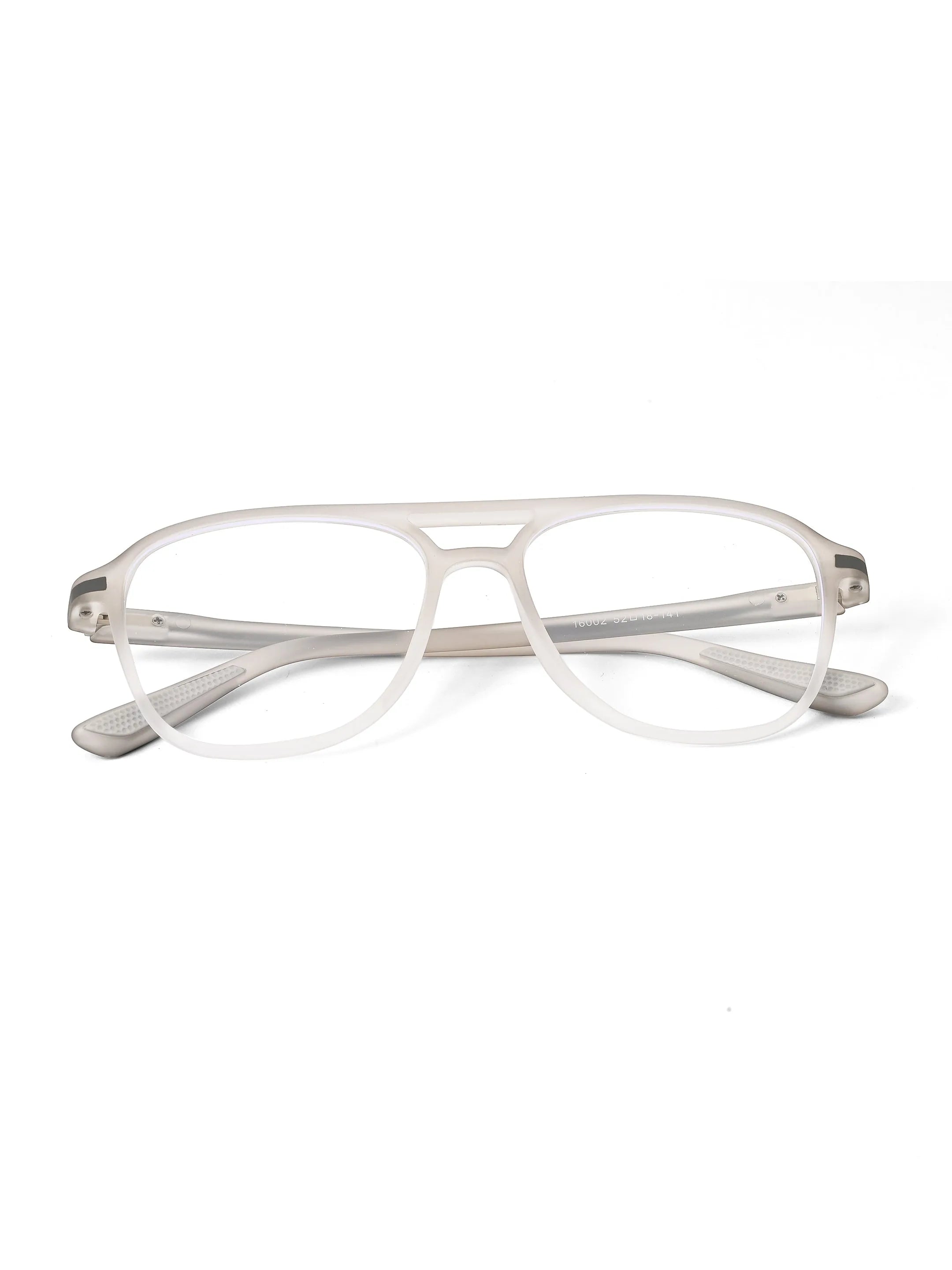 BluLite | Transparent Light Grey & White Medium Full Rim Square Computer Glasses for Men & Women [Blue Block]