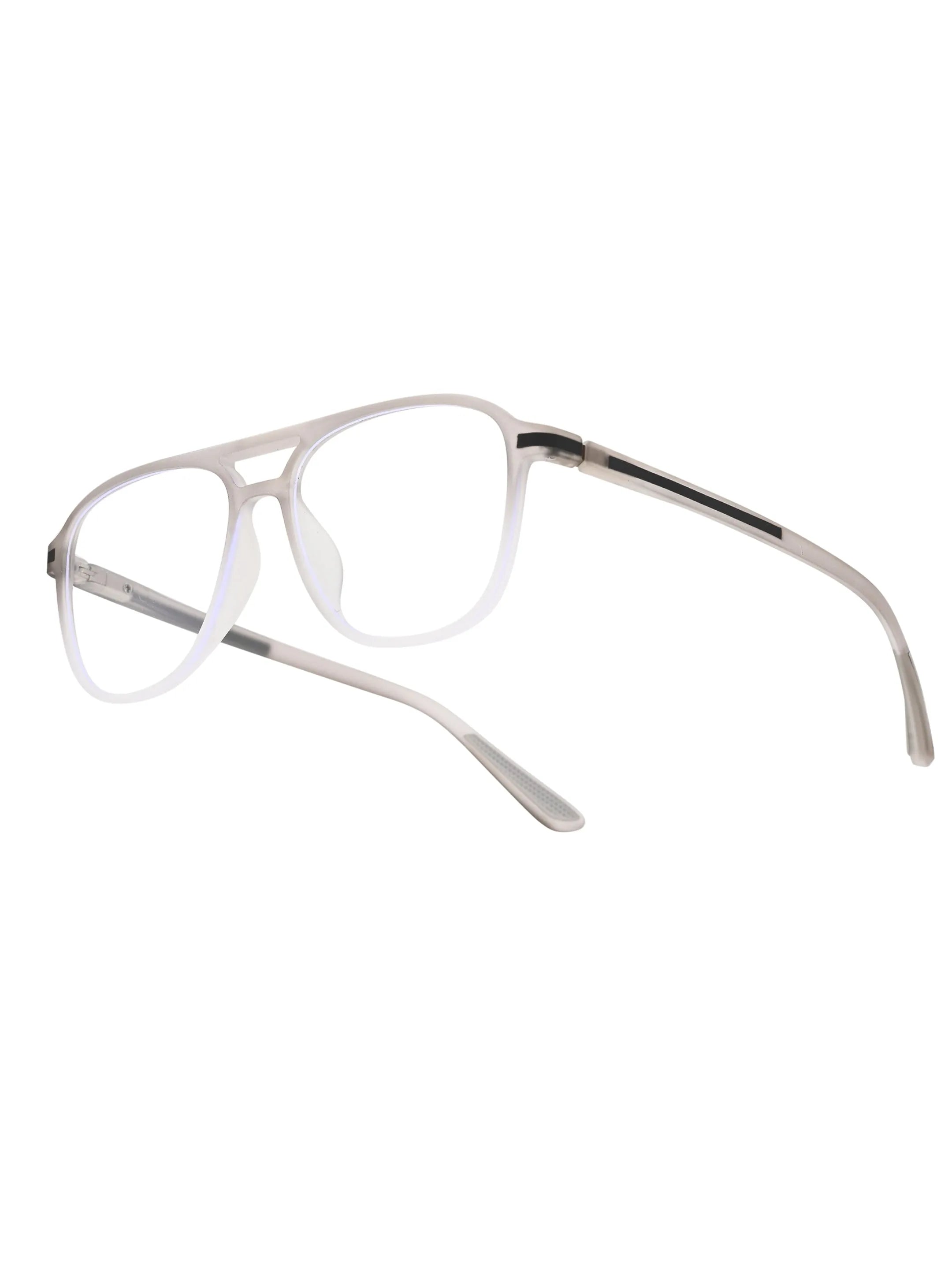 BluLite | Transparent Light Grey & White Medium Full Rim Square Computer Glasses for Men & Women [Blue Block]