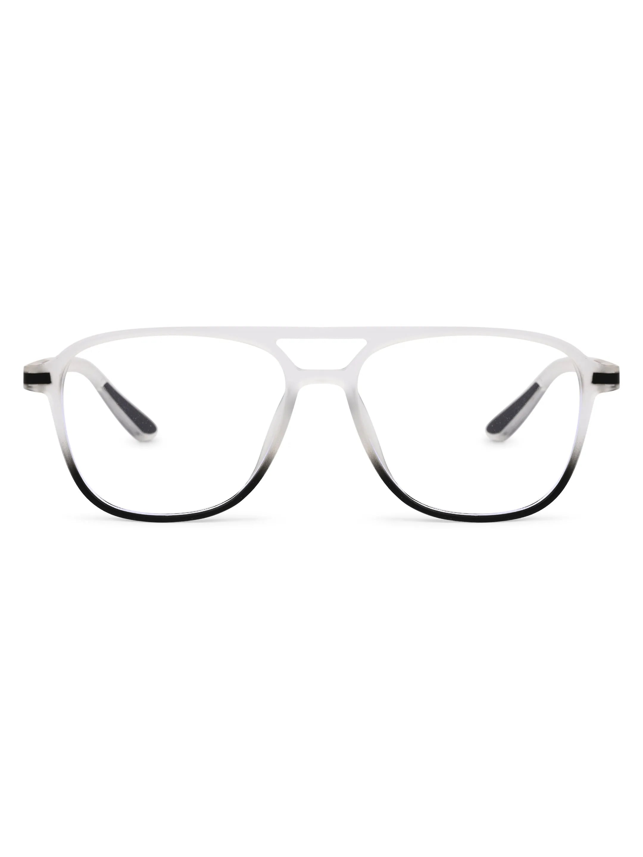 BluLite | Transparent White & Black Medium Full Rim Square Computer Glasses for Men & Women [Blue Block]