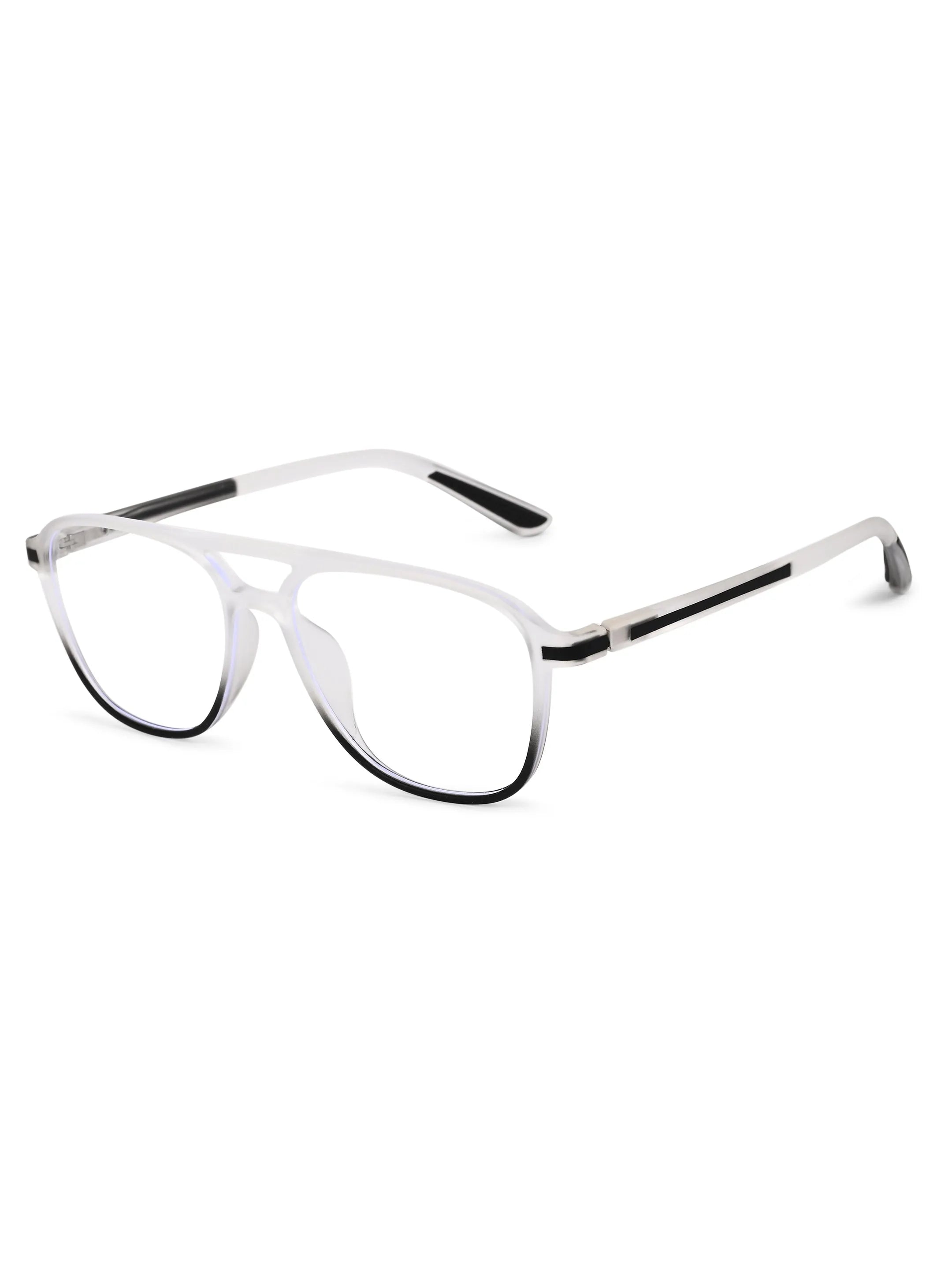 BluLite | Transparent White & Black Medium Full Rim Square Computer Glasses for Men & Women [Blue Block]