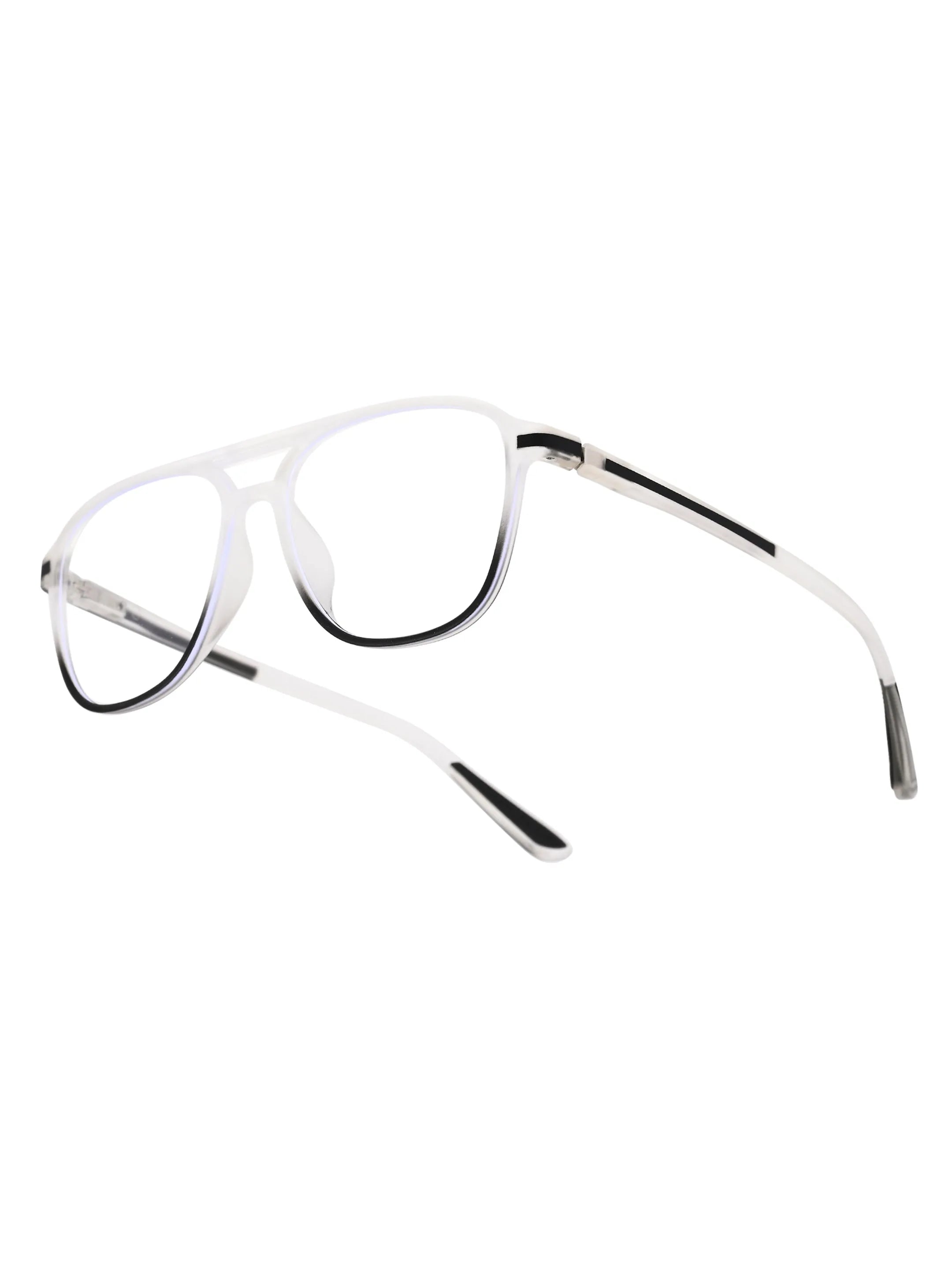 BluLite | Transparent White & Black Medium Full Rim Square Computer Glasses for Men & Women [Blue Block]