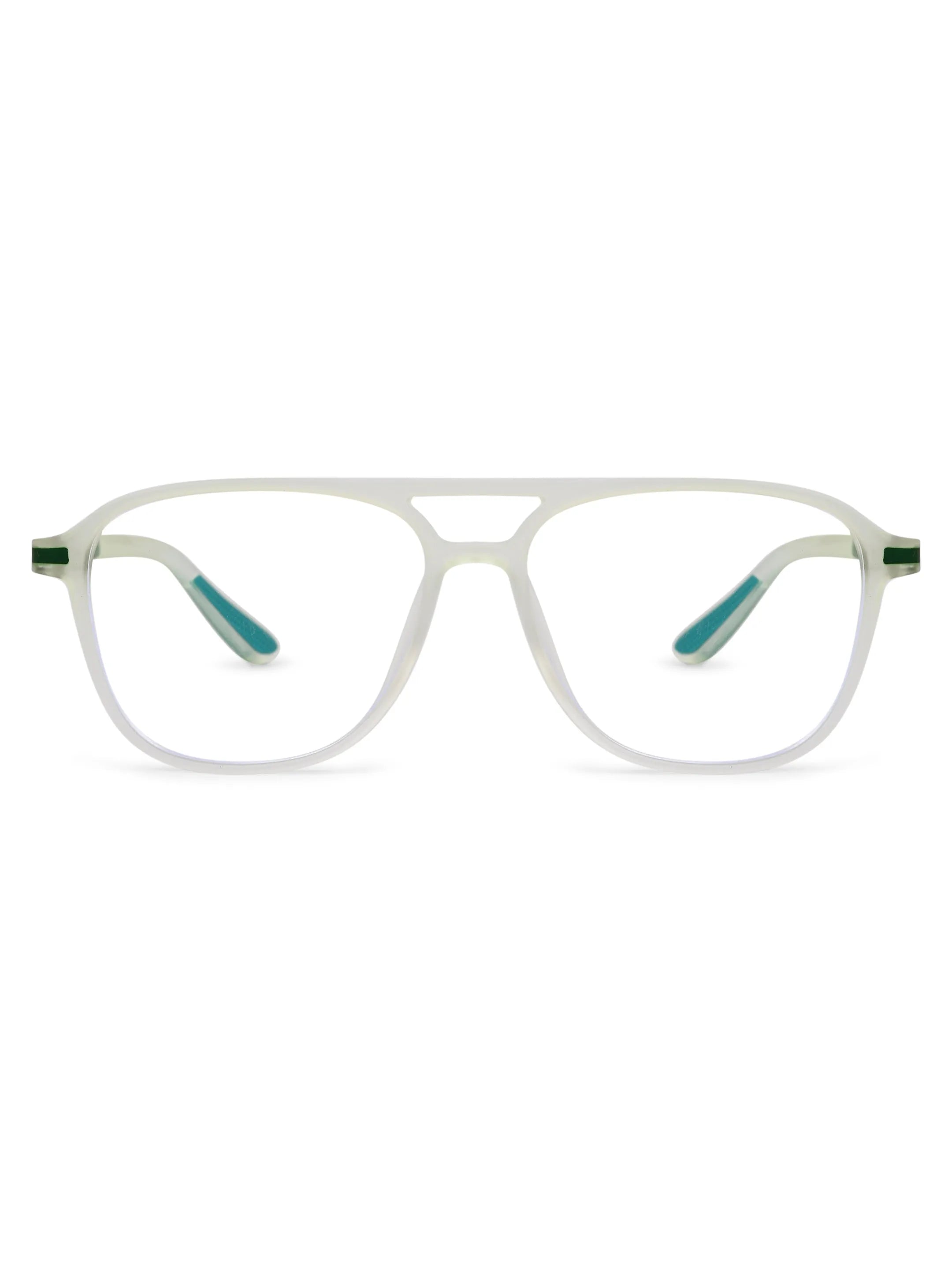 BluLite | Transparent Light Green Medium Full Rim Square Computer Glasses for Men & Women [Blue Block]