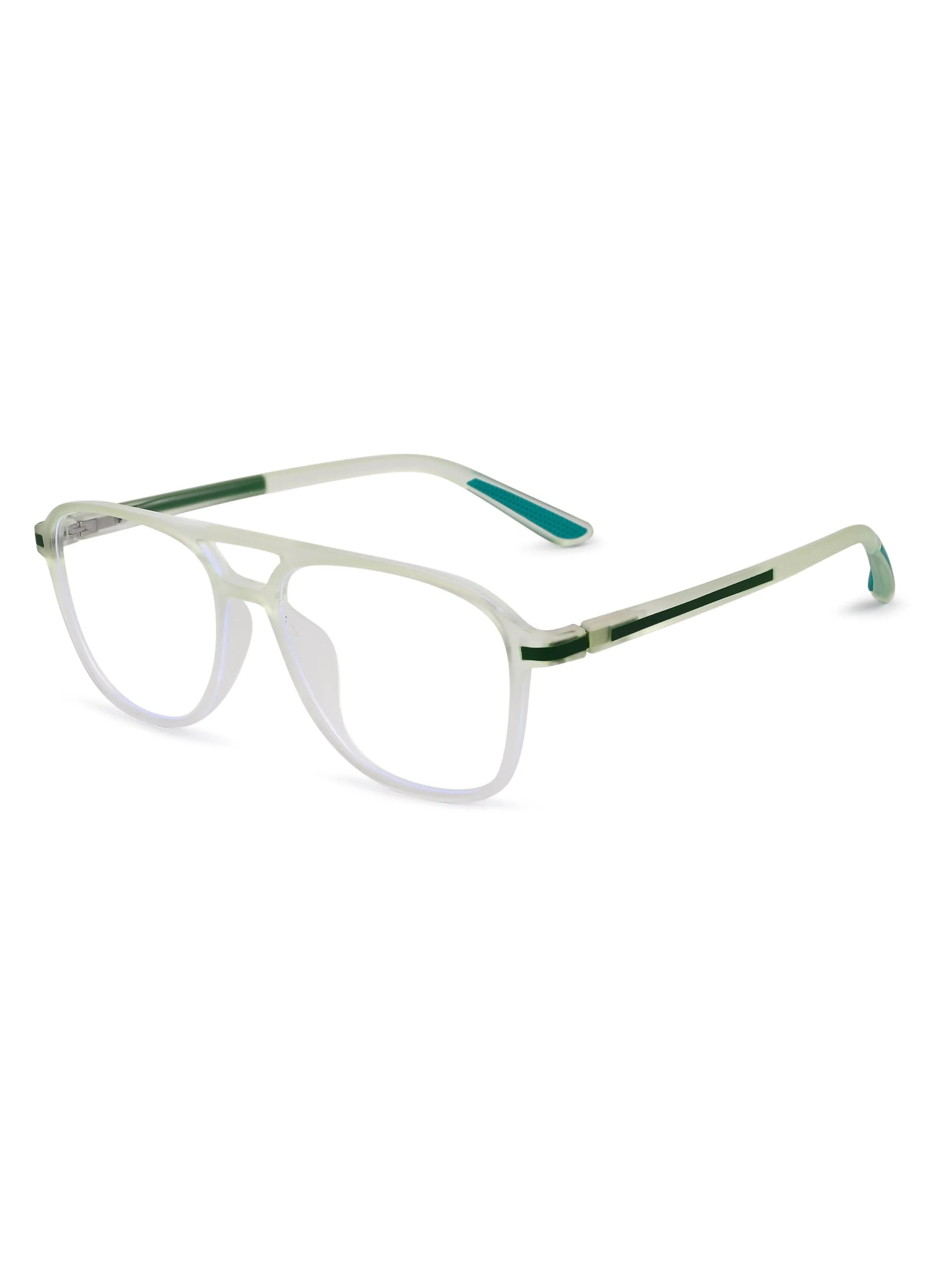 BluLite | Transparent Light Green Medium Full Rim Square Computer Glasses for Men & Women [Blue Block]