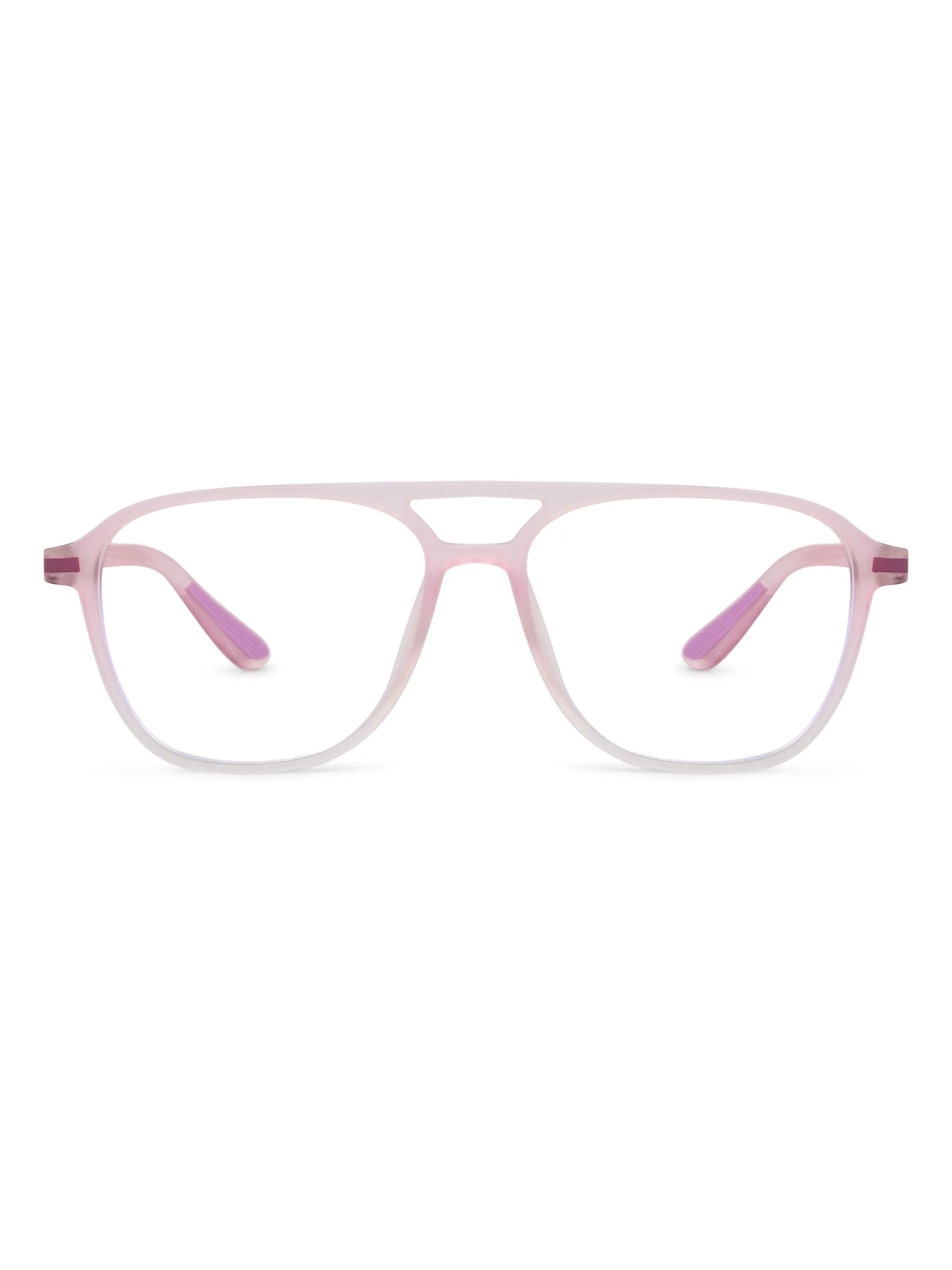 BluLite | Transparent Pink & Transparent White Medium Full Rim Square Computer Glasses for Men & Women [Blue Block]