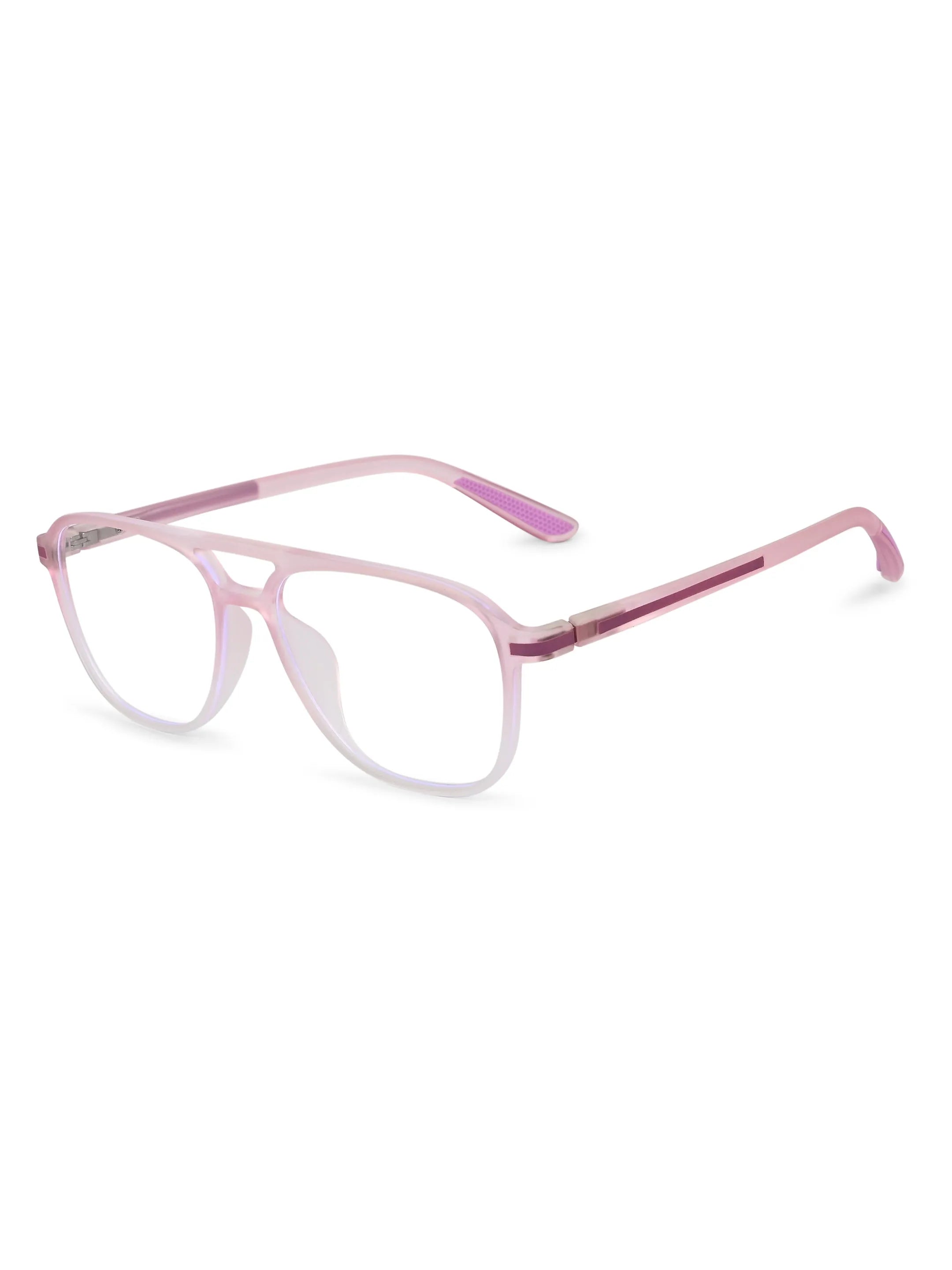BluLite | Transparent Pink & Transparent White Medium Full Rim Square Computer Glasses for Men & Women [Blue Block]
