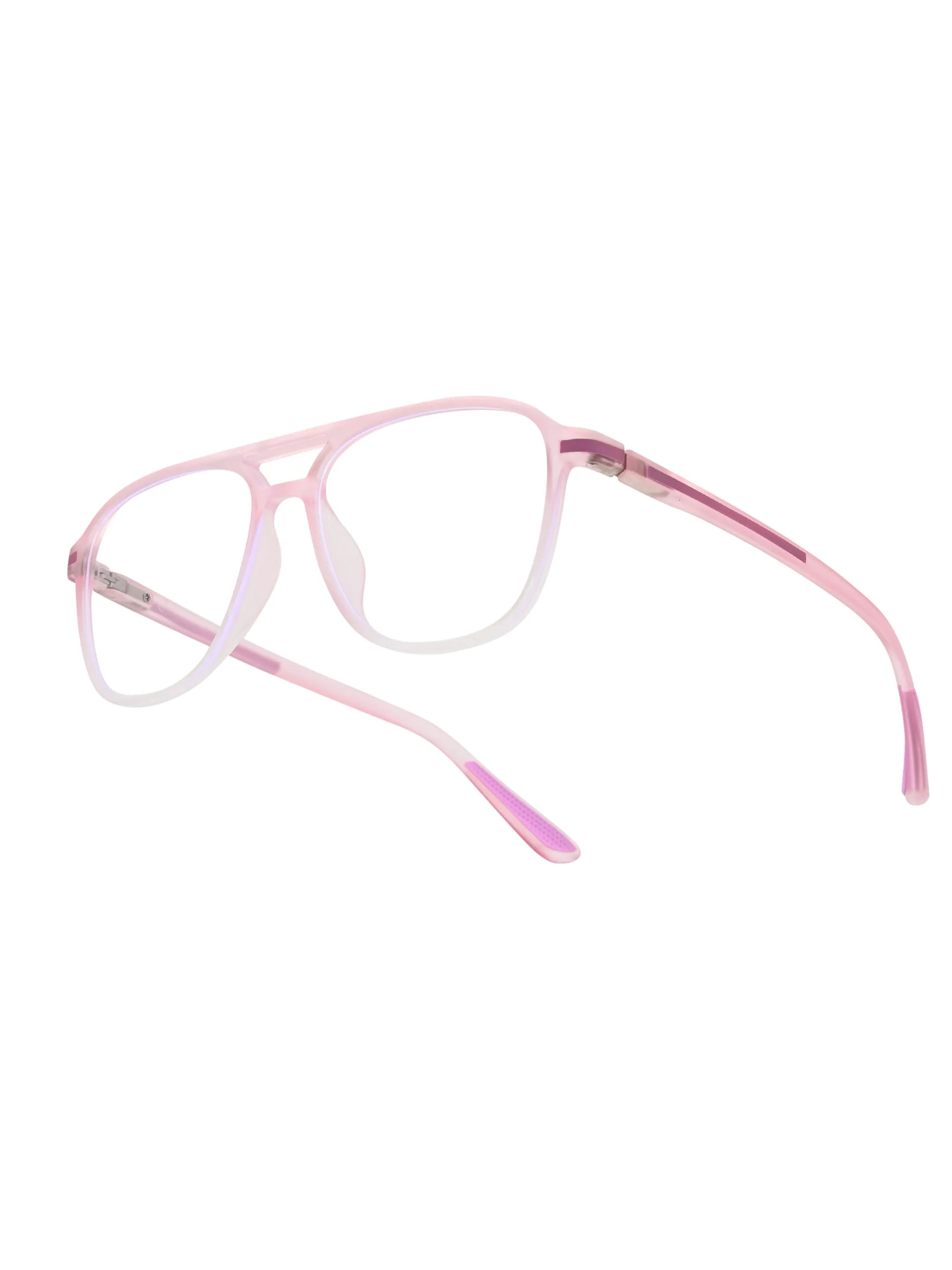 BluLite | Transparent Pink & Transparent White Medium Full Rim Square Computer Glasses for Men & Women [Blue Block]