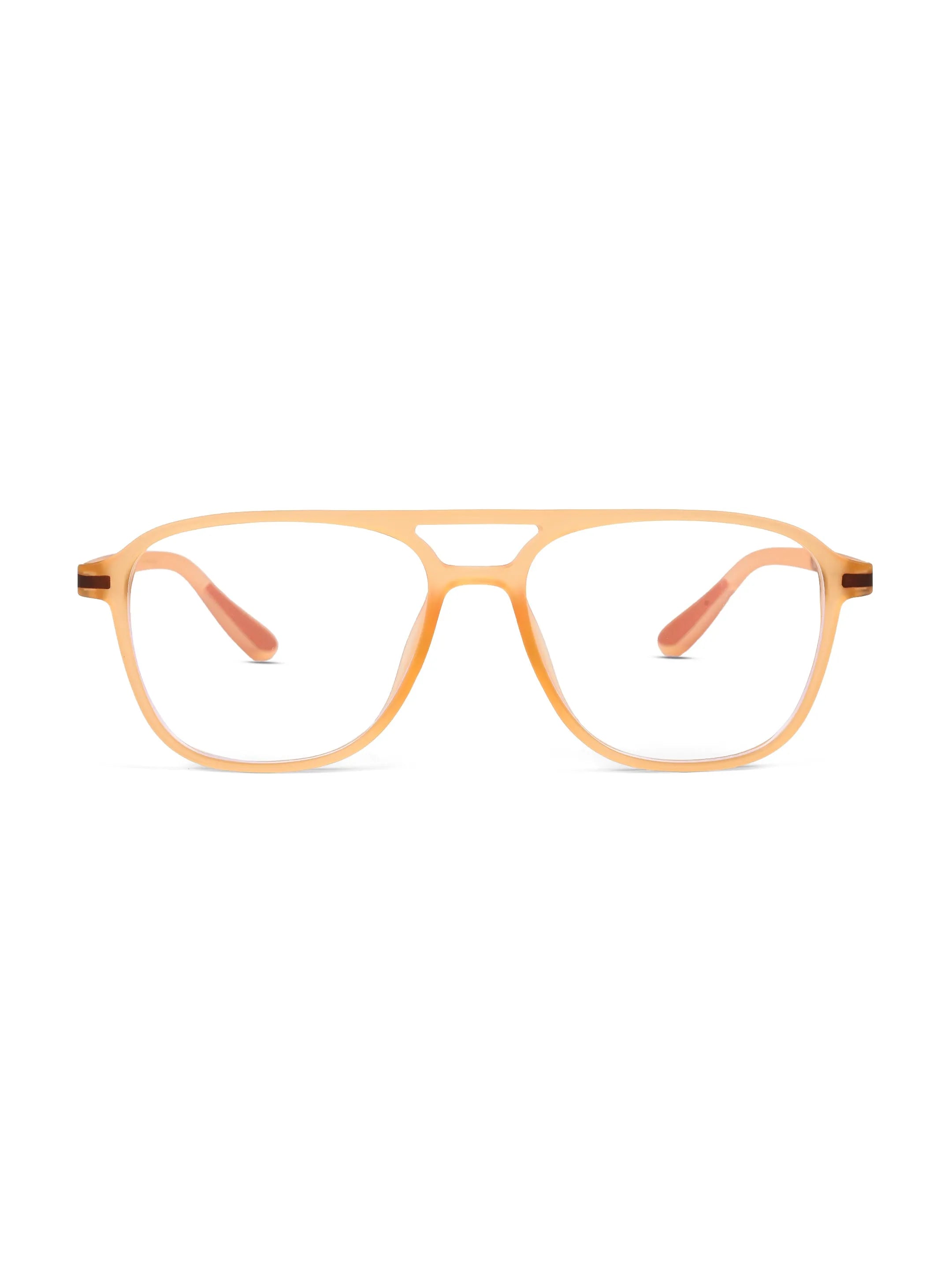 BluLite | Transparent Orange Medium Full Rim Square Computer Glasses for Men & Women [Blue Block]