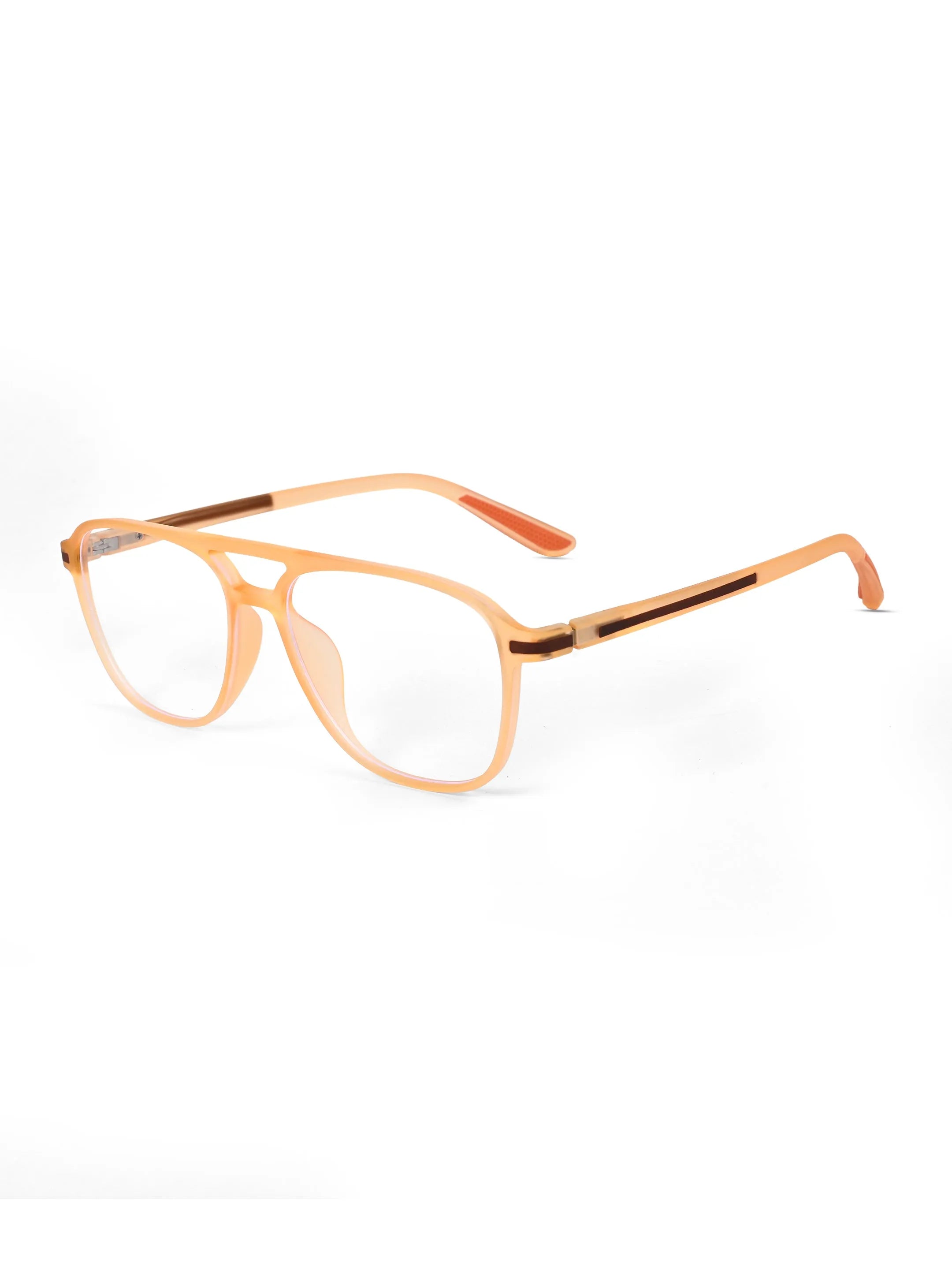 BluLite | Transparent Orange Medium Full Rim Square Computer Glasses for Men & Women [Blue Block]