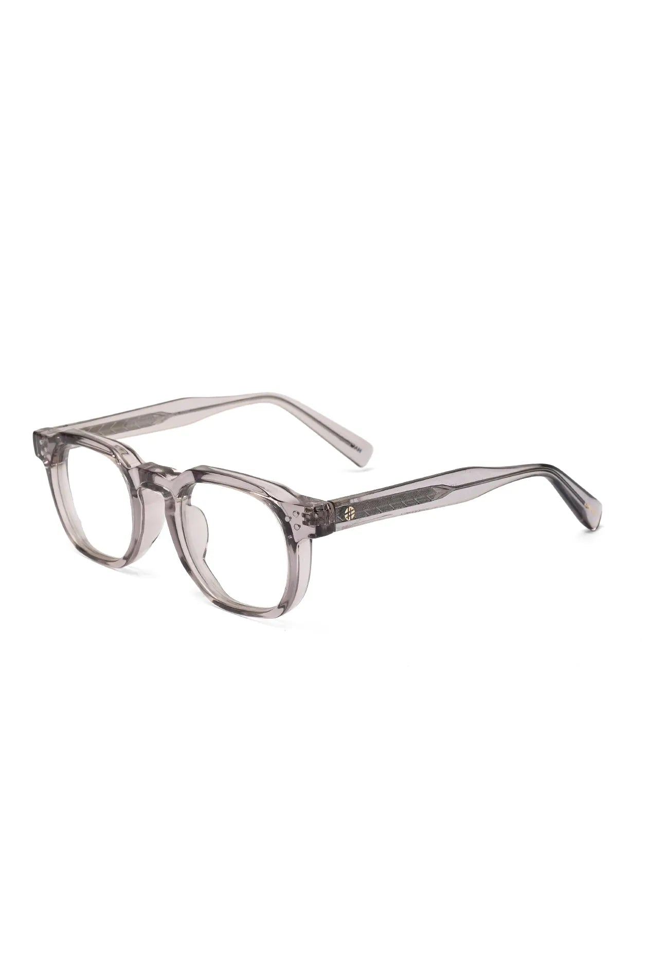 OptiShift | Transparent Grey Medium Full Rim Square Computer Glasses for Men & Women [Photochromic]