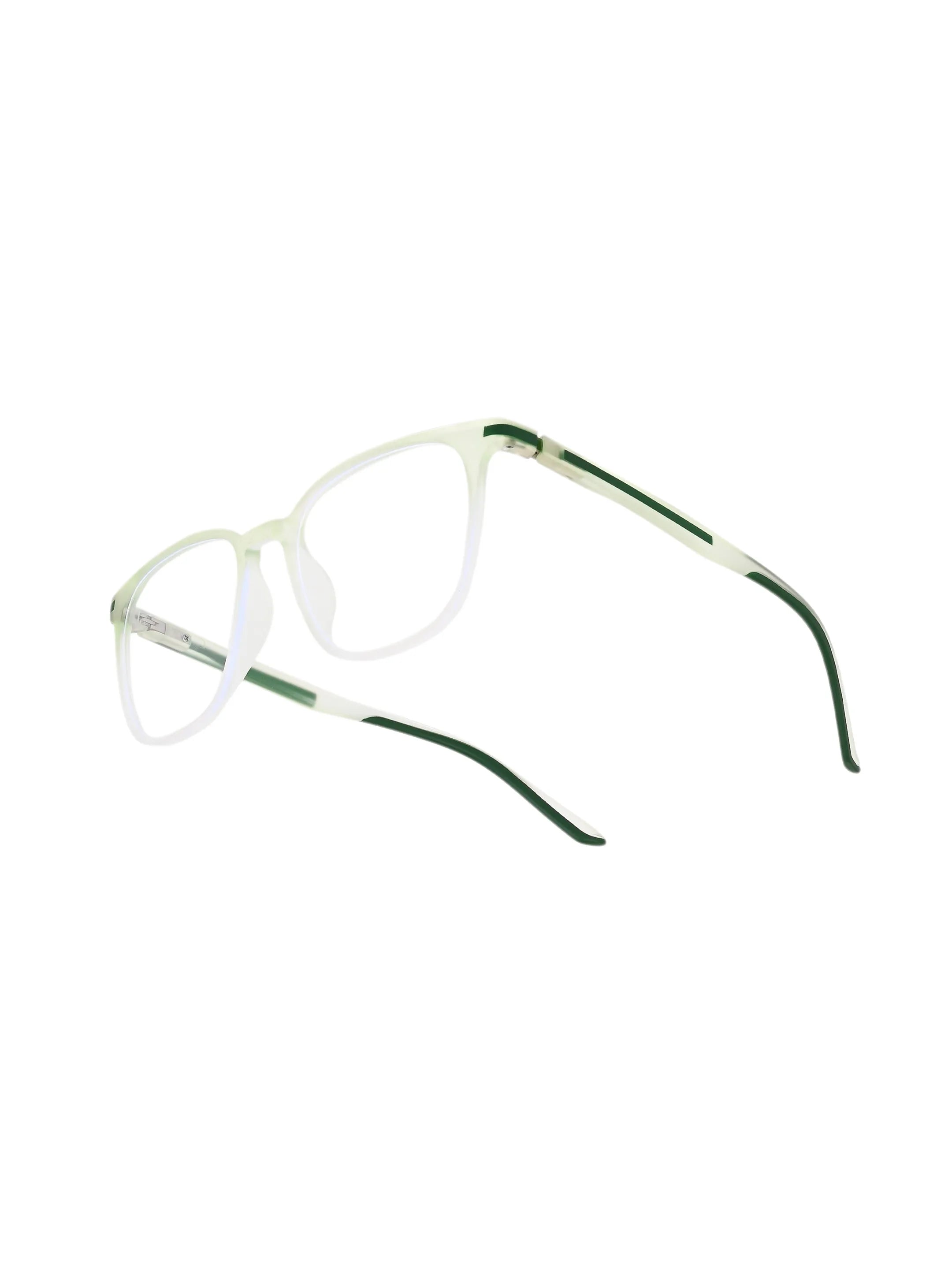 Blokz | Transparent Light Green Medium Full Rim RECTANGLE Computer Glasses for Men & Women [Blue Block]